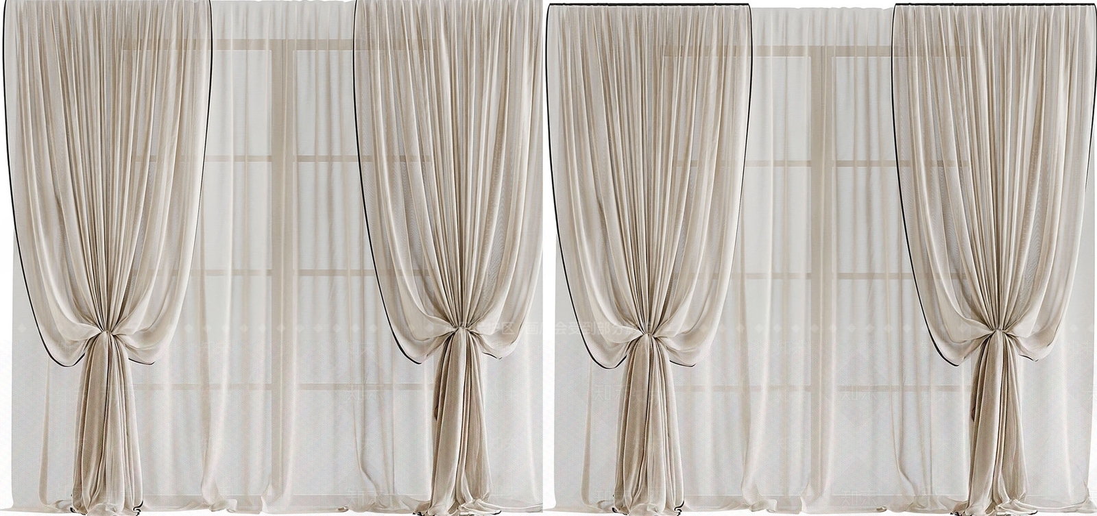 现代欧式窗帘SU模型下载【ID:1196841113】