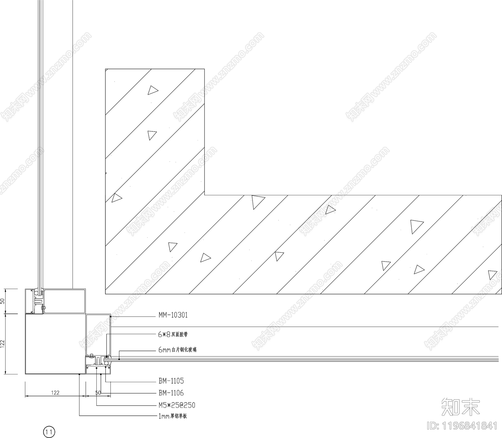幕墙结构节点cad施工图下载【ID:1196841841】