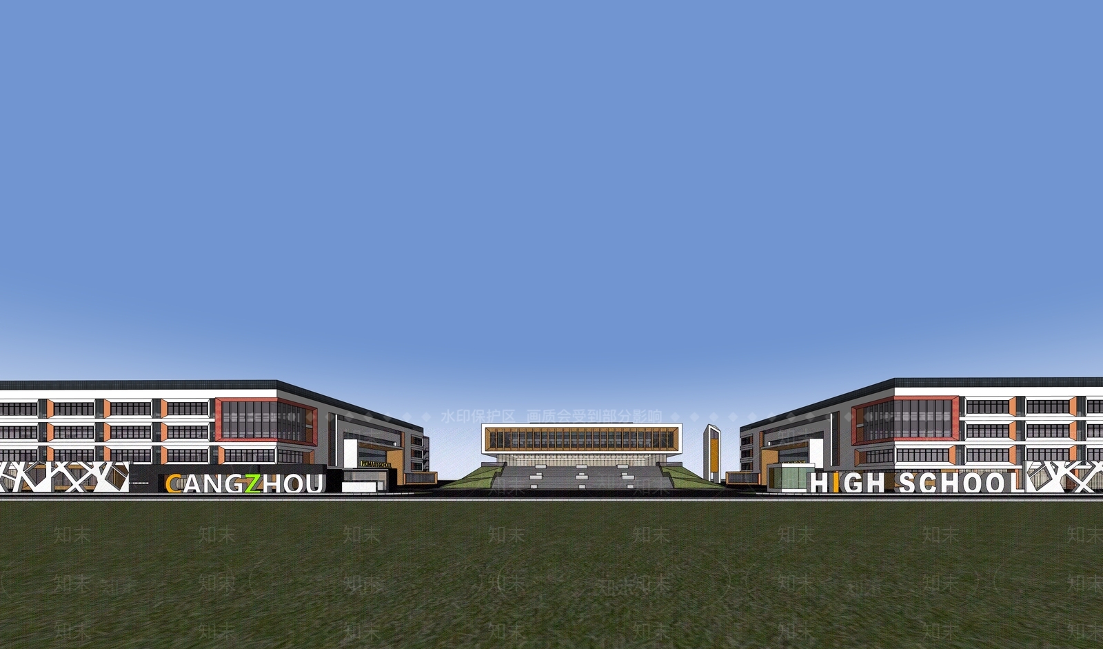 现代学校建筑SU模型下载【ID:1196843203】