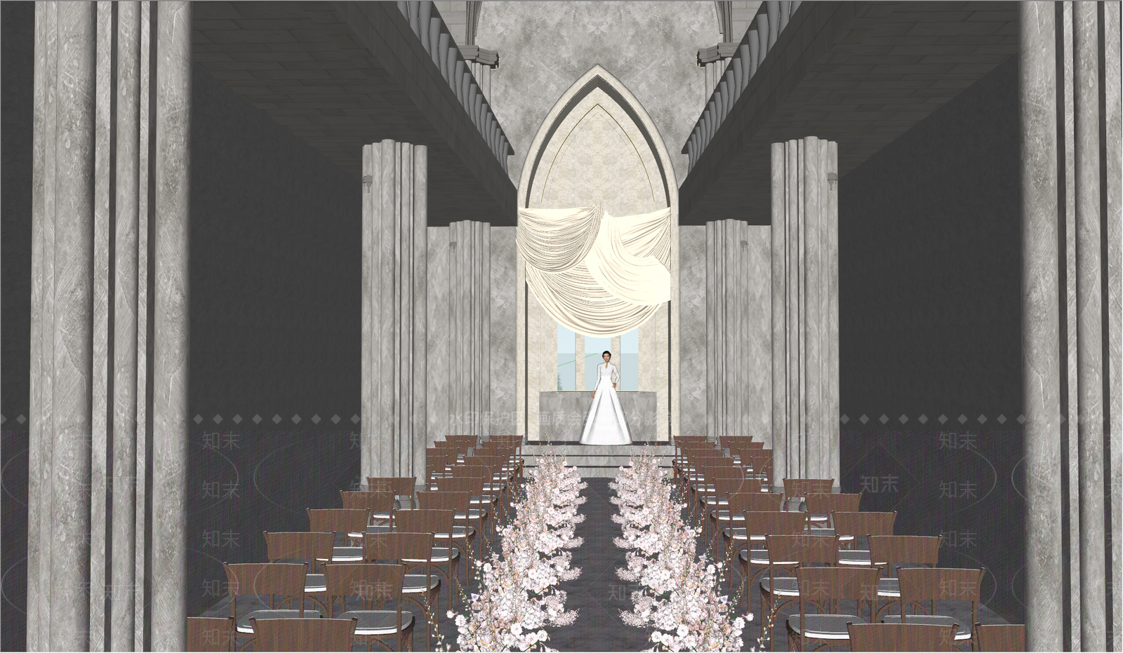 现代欧式教堂建筑SU模型下载【ID:1196844449】