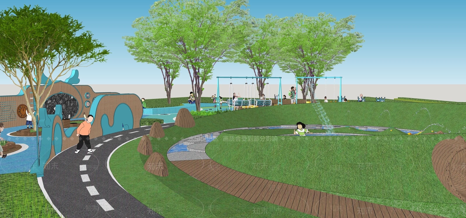 现代儿童游乐区SU模型下载【ID:1196844122】
