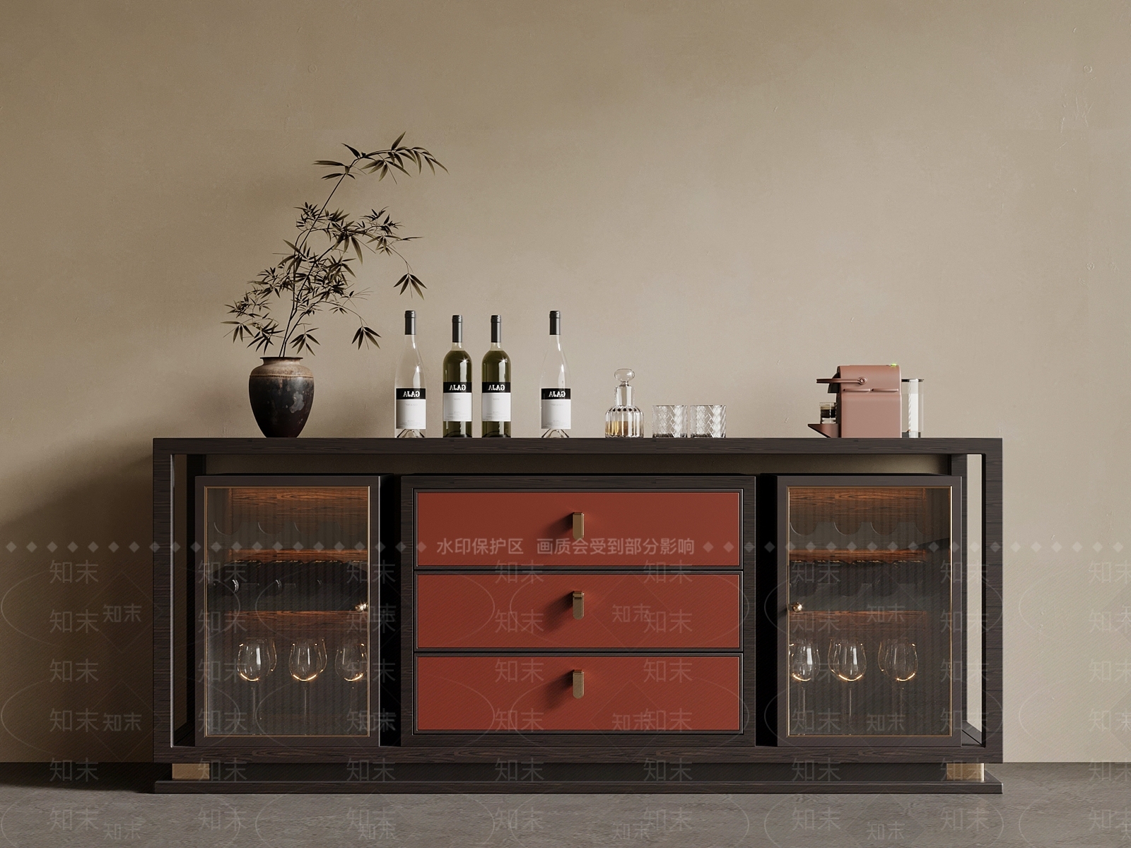 新中式玄关柜3D模型下载【ID:1196845158】