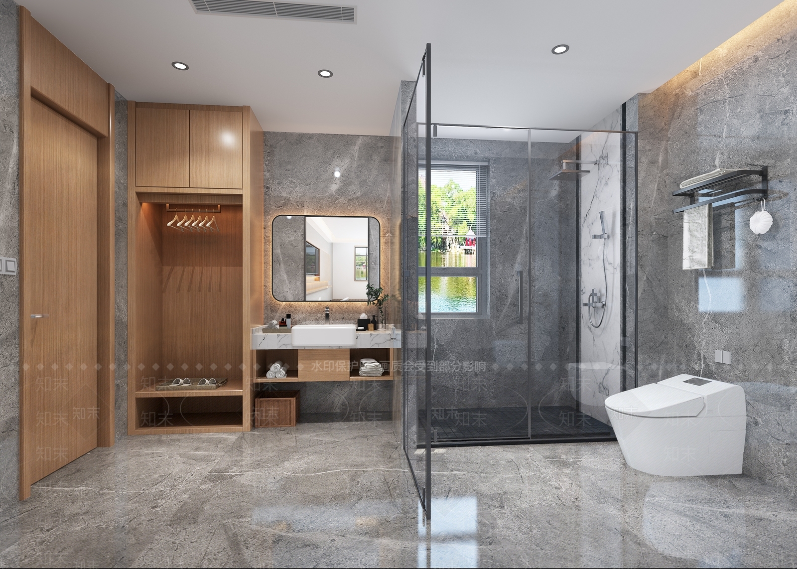 现代新中式酒店卫生间3D模型下载【ID:1196845509】