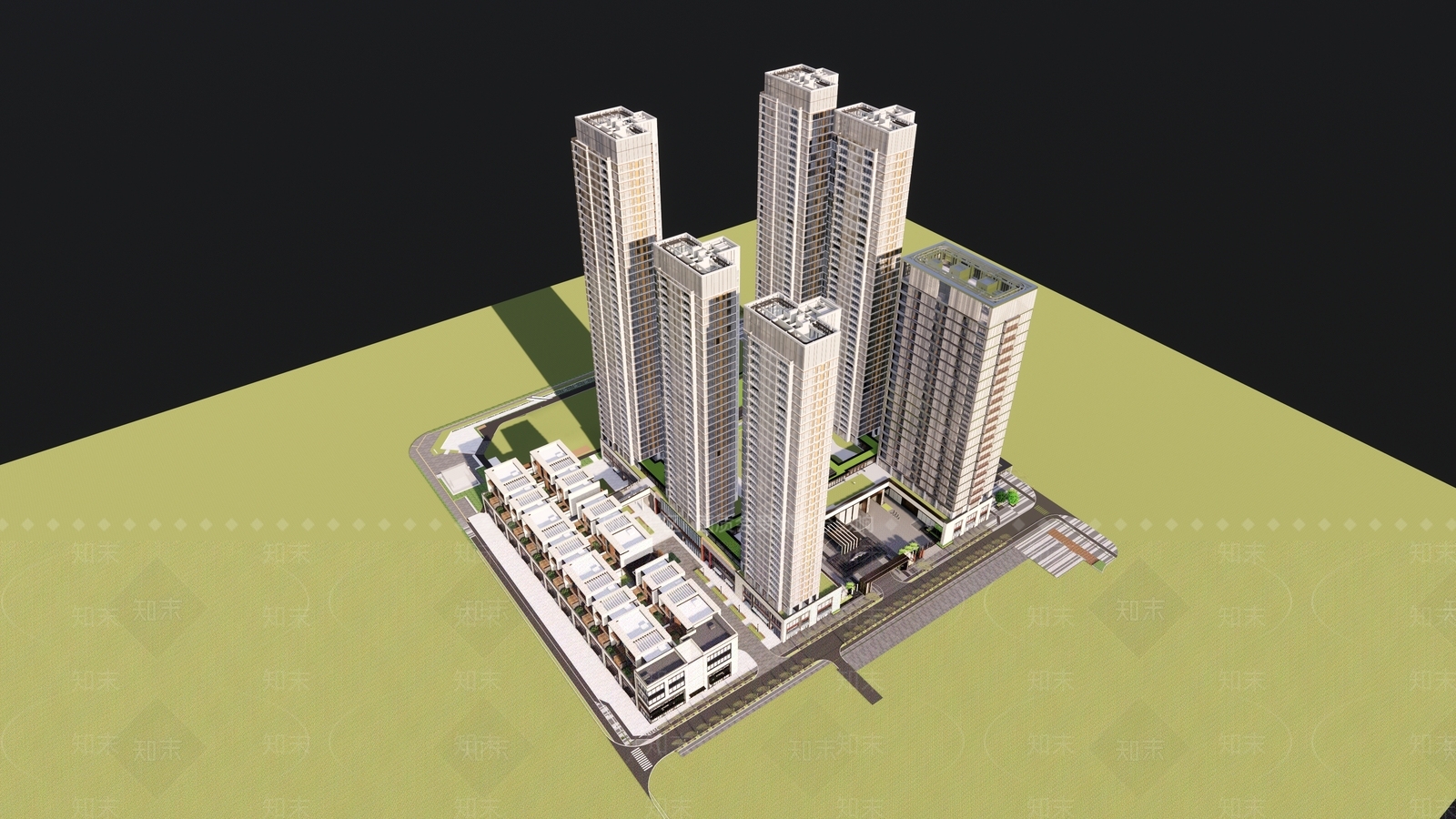 现代简约小区建筑SU模型下载【ID:1196847924】