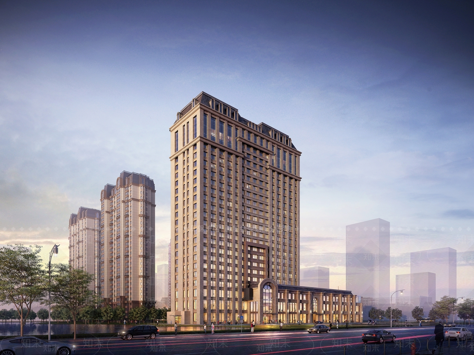 现代简欧酒店建筑SU模型下载【ID:1196848773】