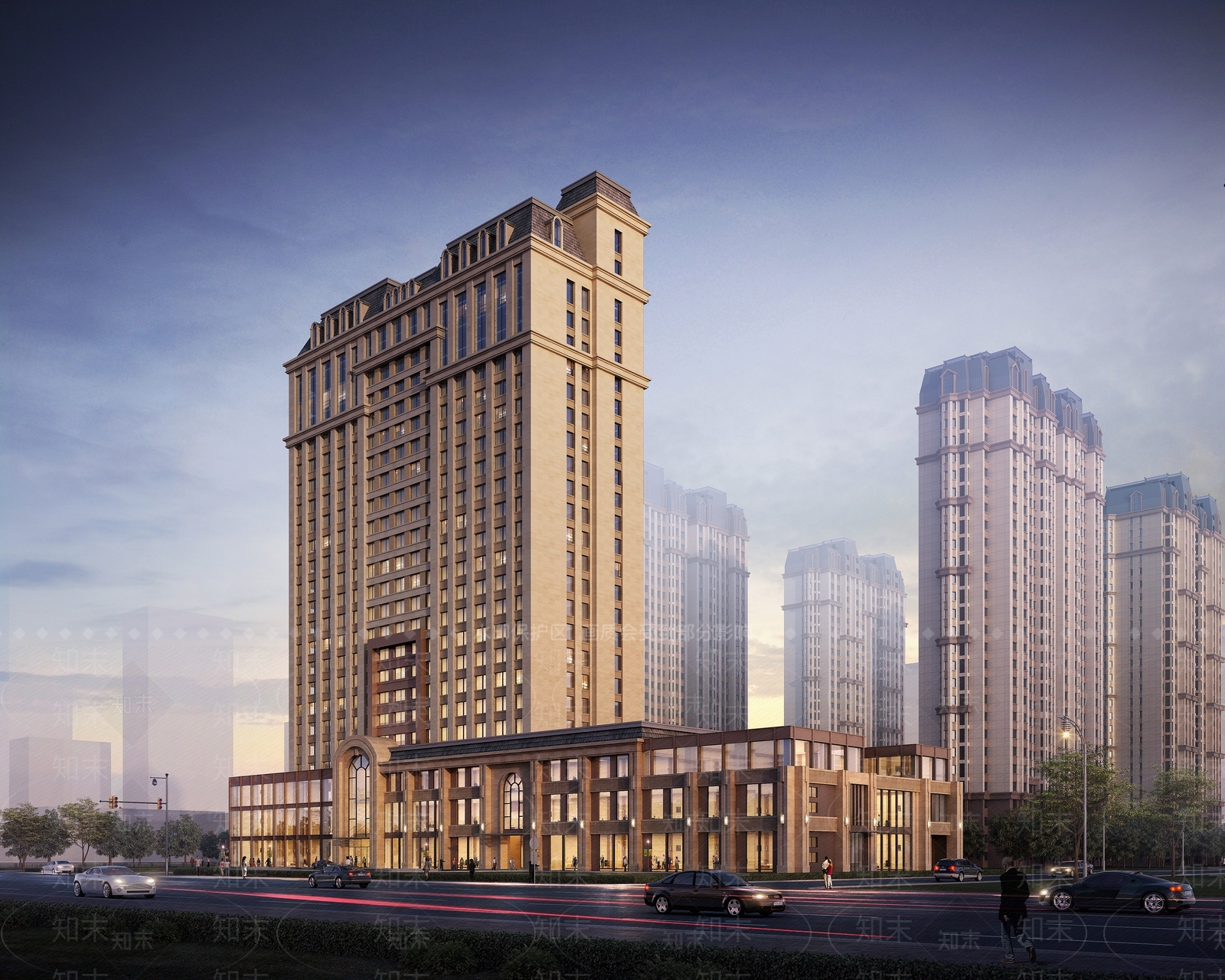 现代简欧酒店建筑SU模型下载【ID:1196848773】
