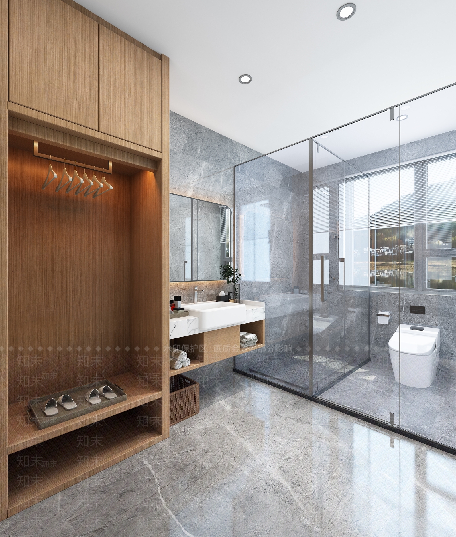 现代新中式酒店卫生间3D模型下载【ID:1196846935】