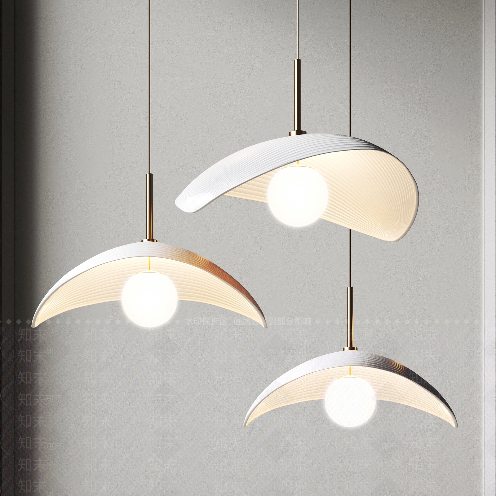 现代奶油吧台吊灯3D模型下载【ID:1196847250】