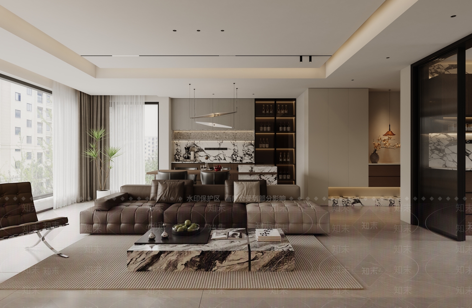 现代开放式厨房3D模型下载【ID:1215153256】