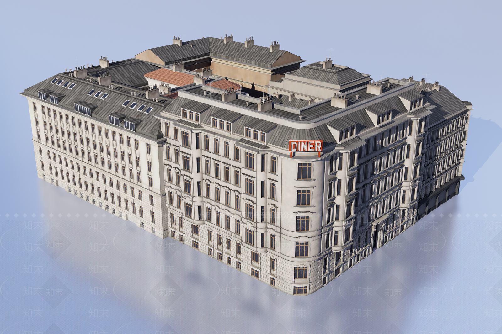 欧式办公楼3D模型下载【ID:1196849578】