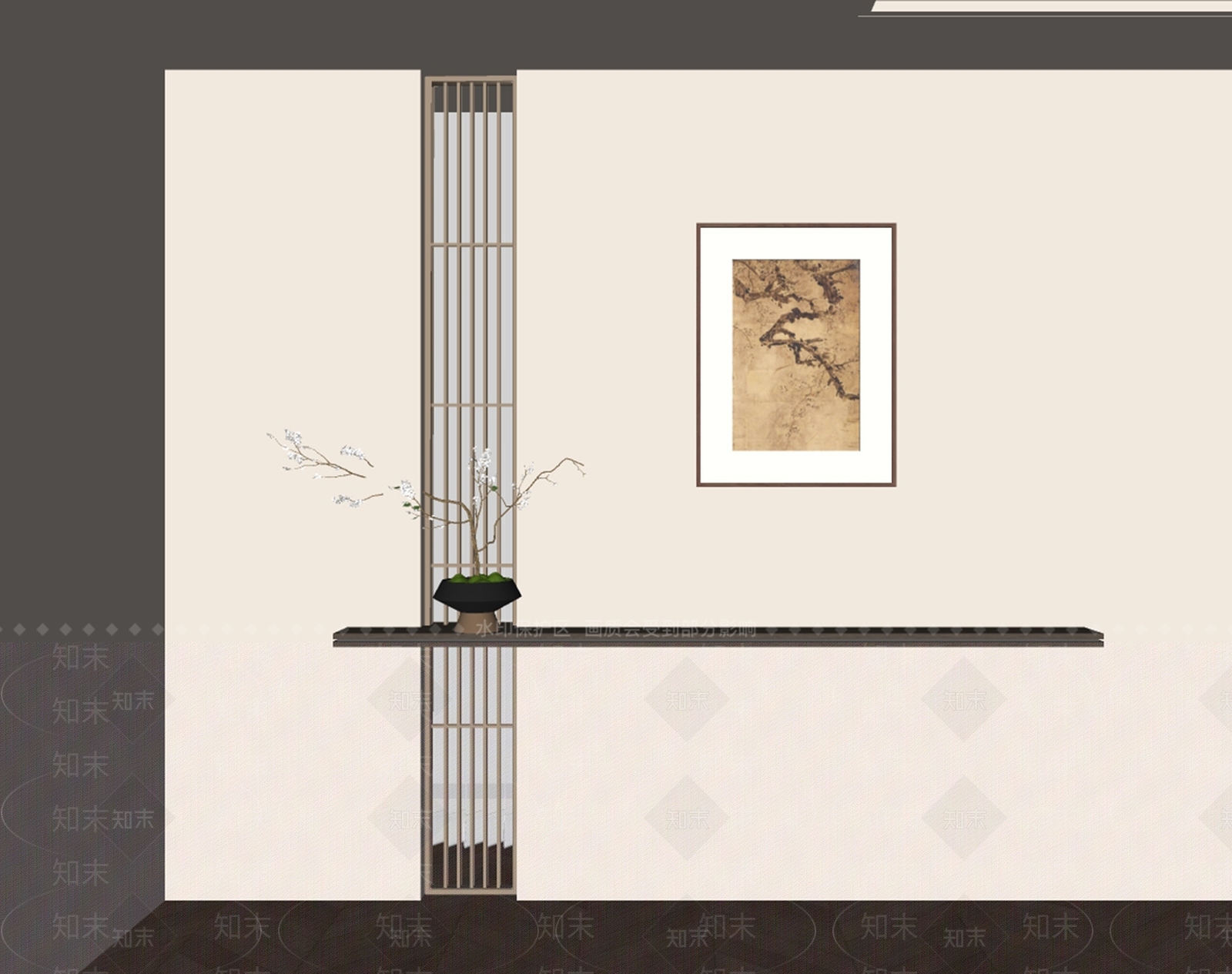 新中式玄关柜SU模型下载【ID:1196855513】