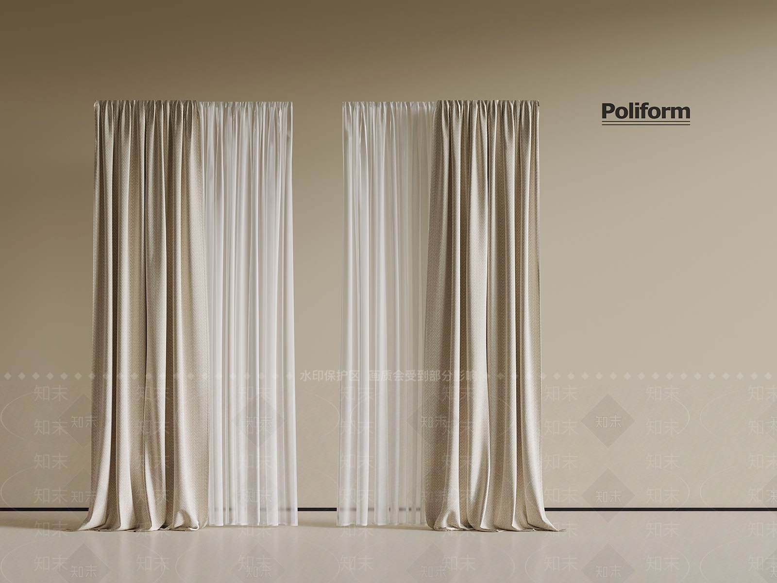 现代窗帘SU模型下载【ID:1196860512】