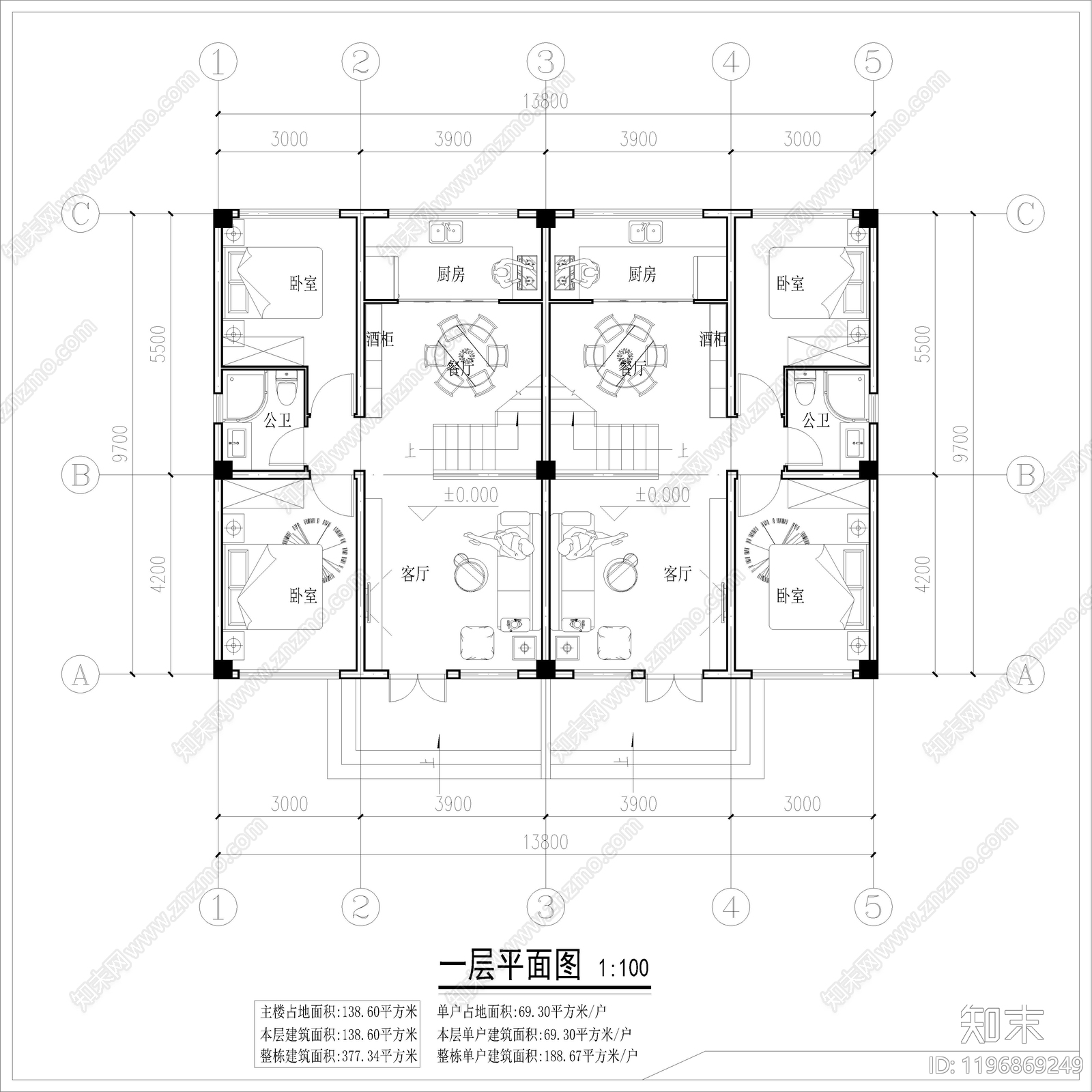 现代新中式别墅建筑施工图下载【ID:1196869249】