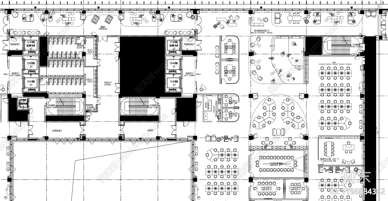 现代整体办公空间cad施工图下载【ID:1196884362】