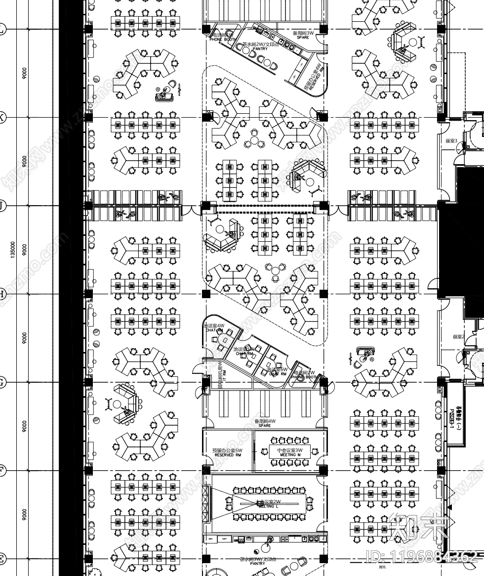 现代整体办公空间cad施工图下载【ID:1196884362】