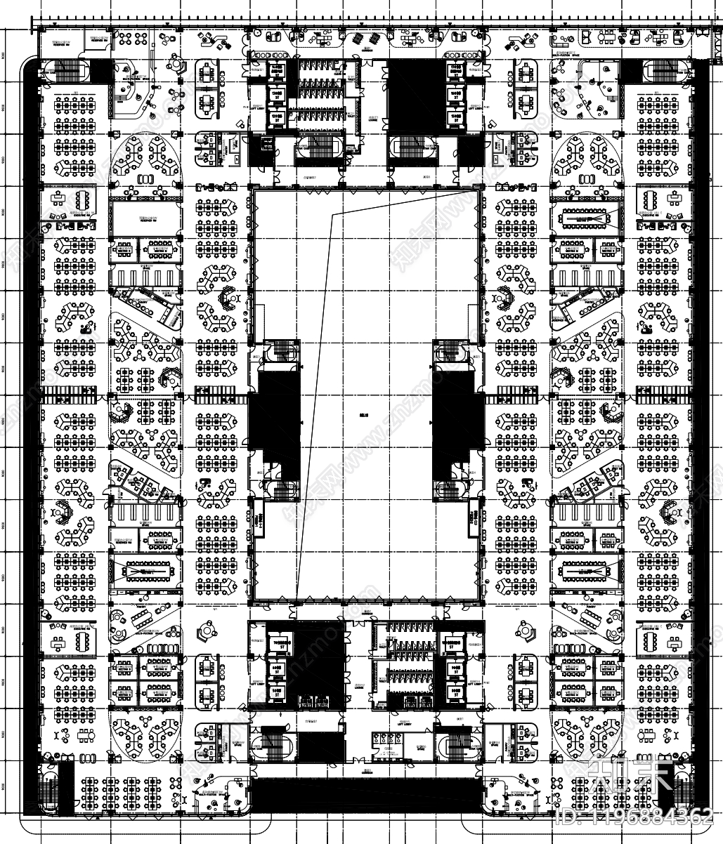 现代整体办公空间cad施工图下载【ID:1196884362】