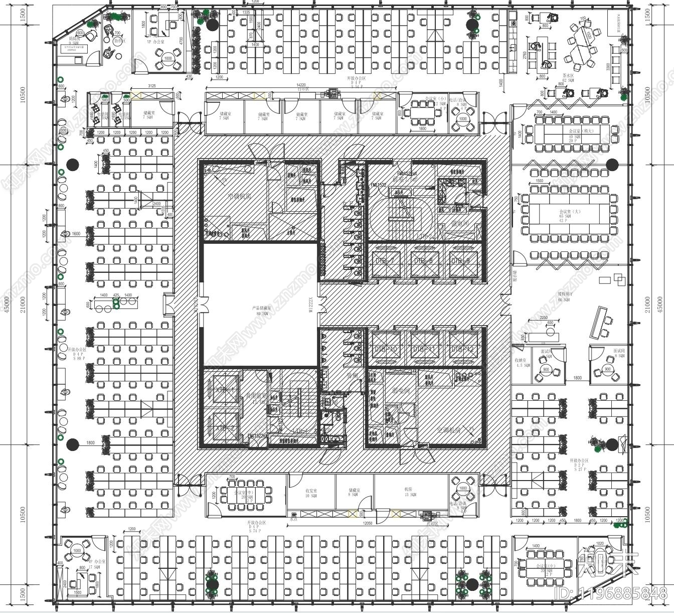 现代整体办公空间cad施工图下载【ID:1196885848】