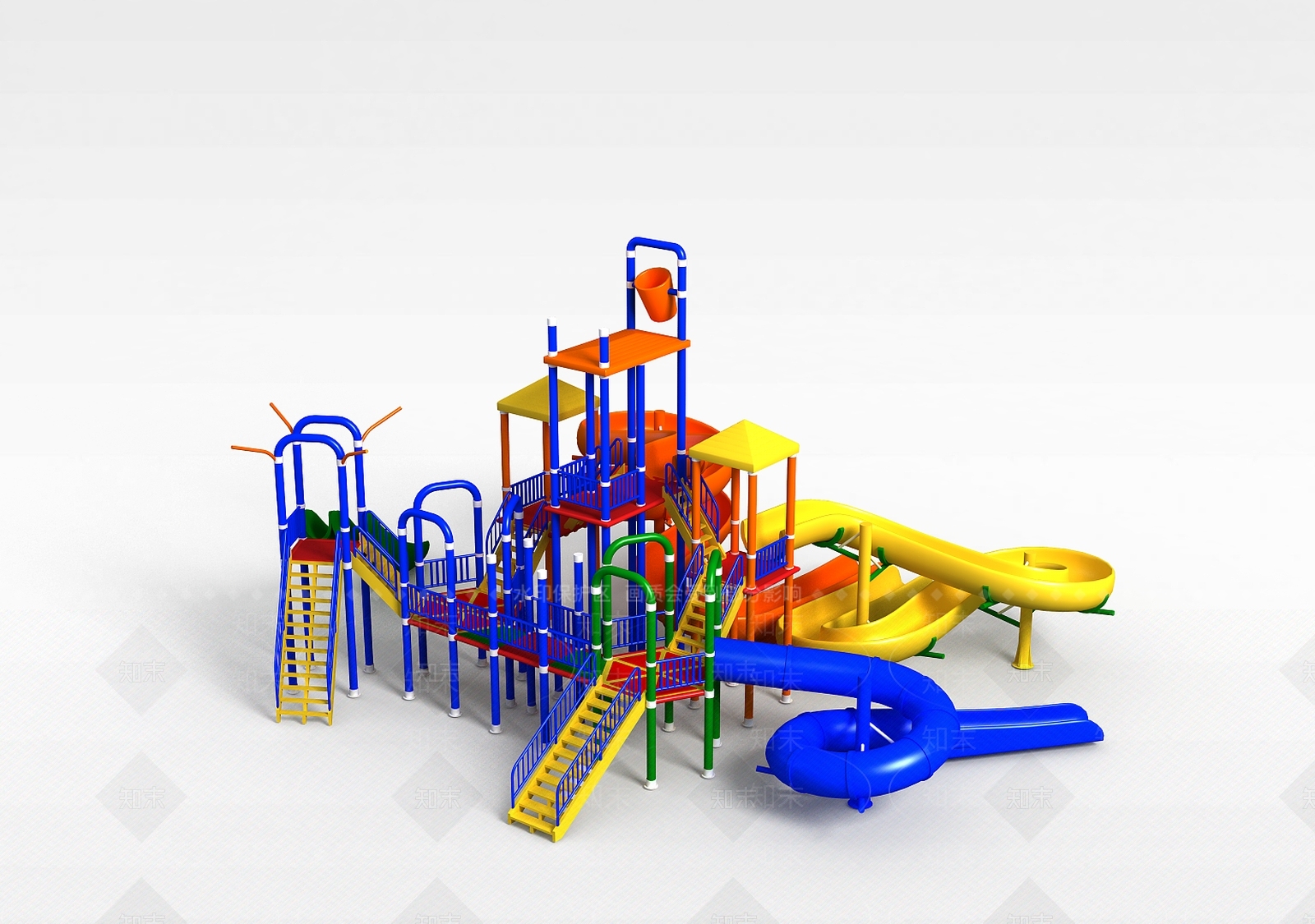 现代公园儿童游乐设施3D模型下载【ID:1196886927】