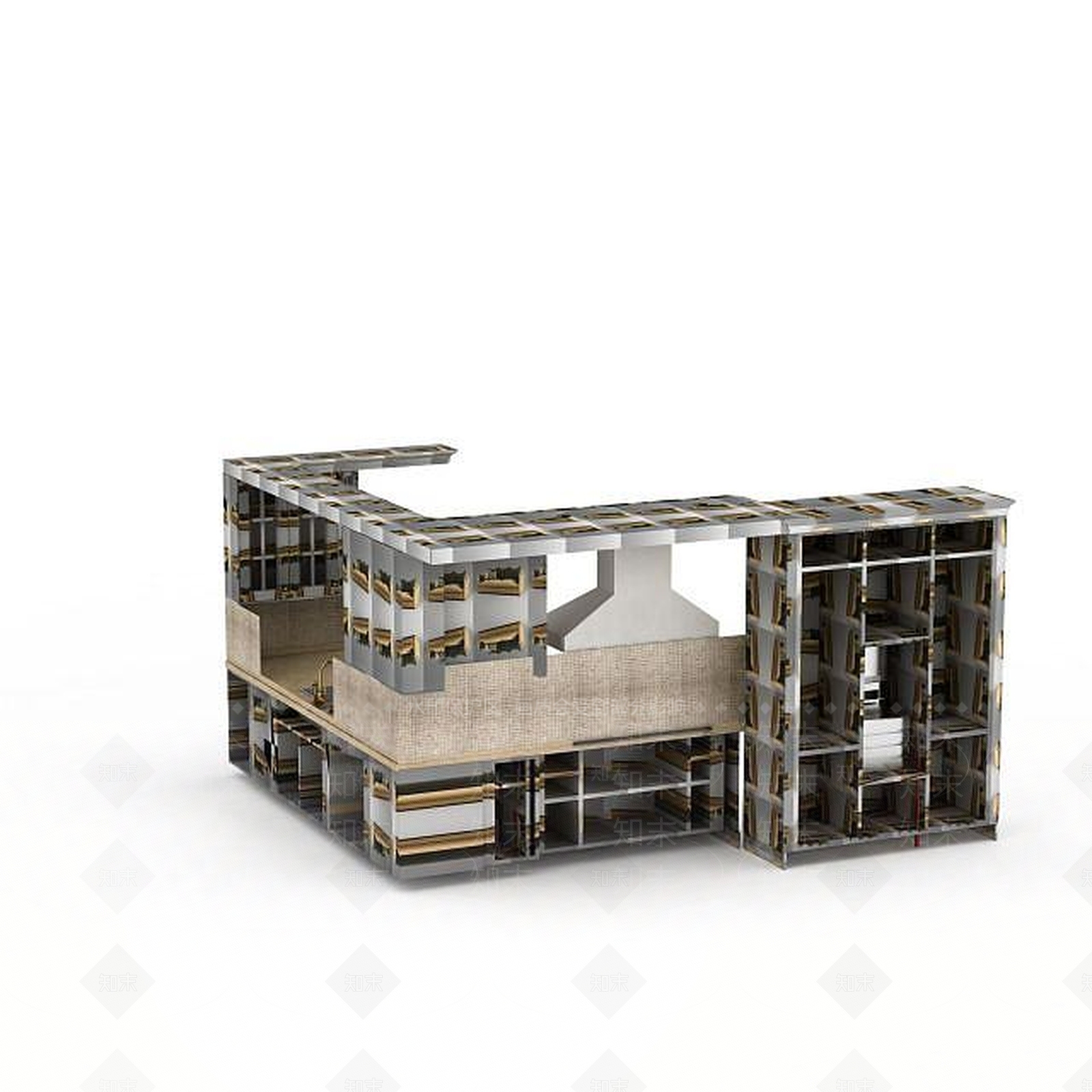 现代仓库货架3D模型下载【ID:1196888608】