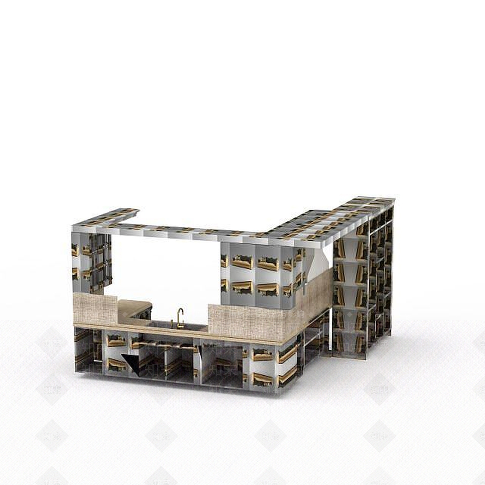 现代仓库货架3D模型下载【ID:1196888608】