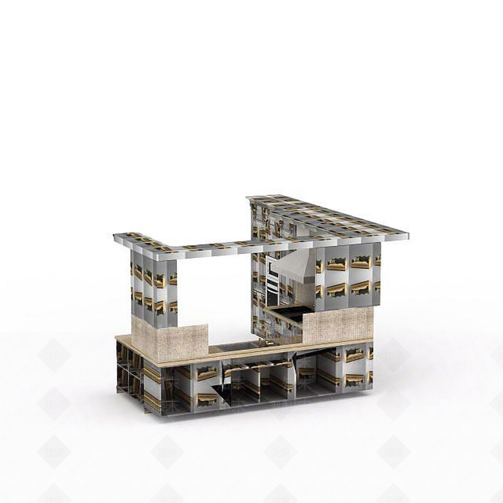 现代仓库货架3D模型下载【ID:1196888608】