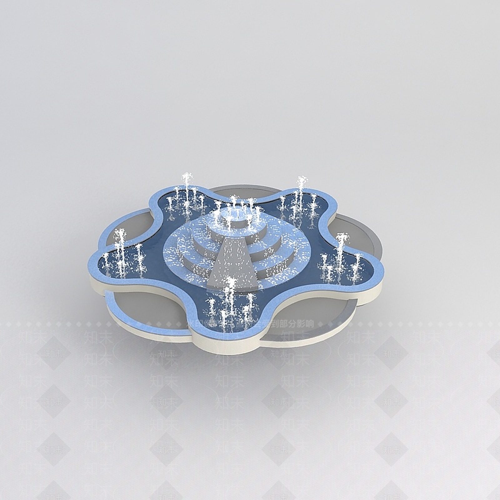 现代花园喷泉3D模型下载【ID:1196893064】