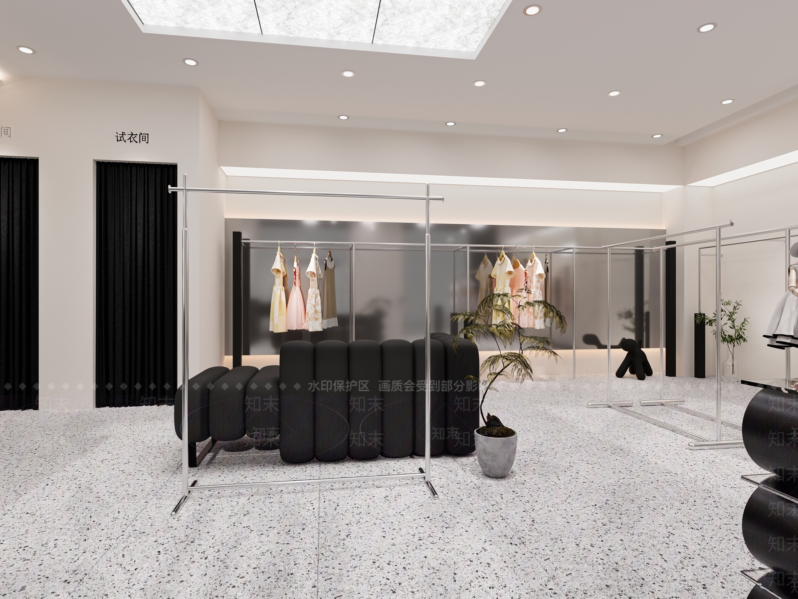 简约极简服装店3D模型下载【ID:1196896297】