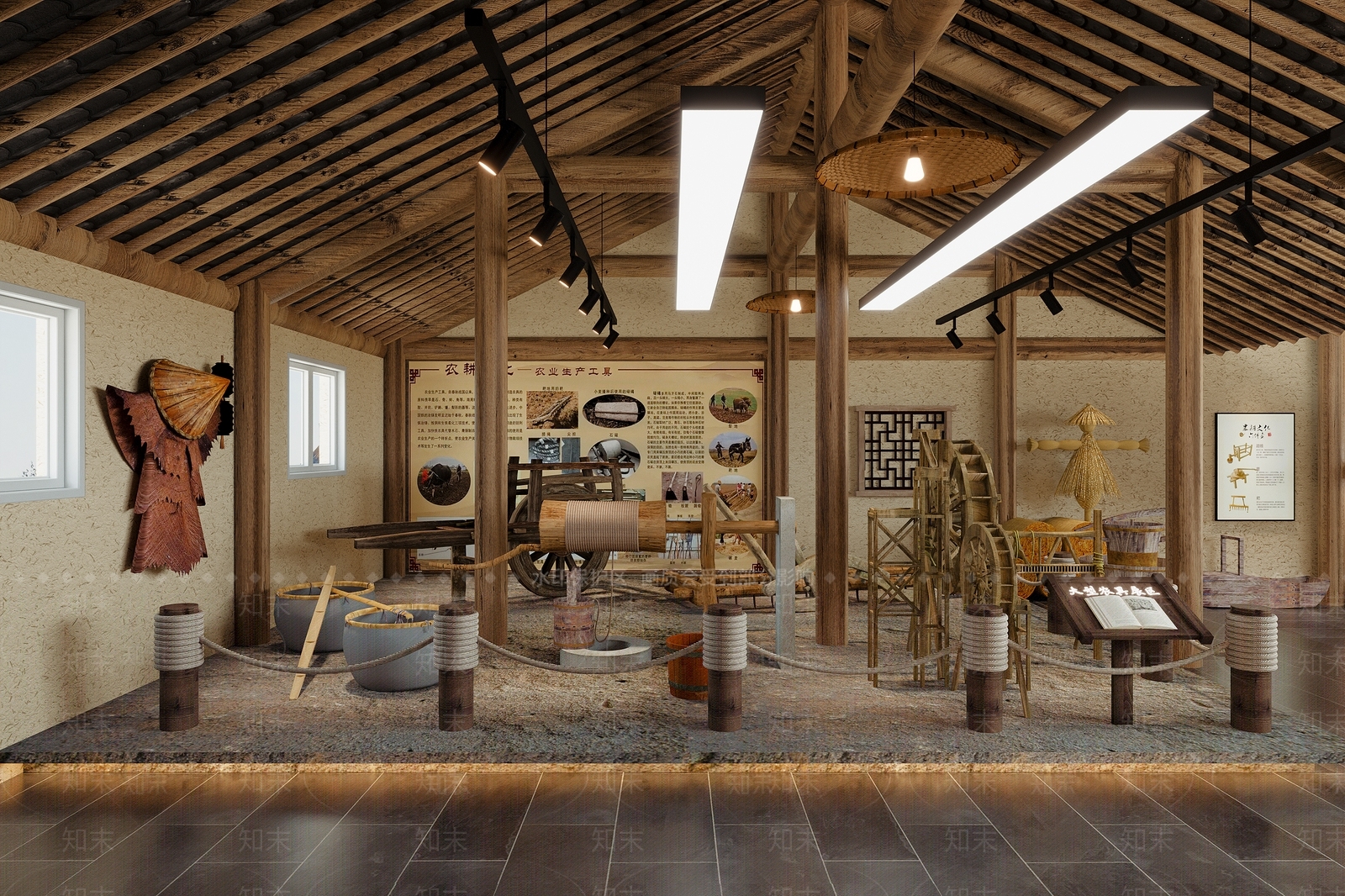 新中式复古农村文化展厅3D模型下载【ID:1196896068】