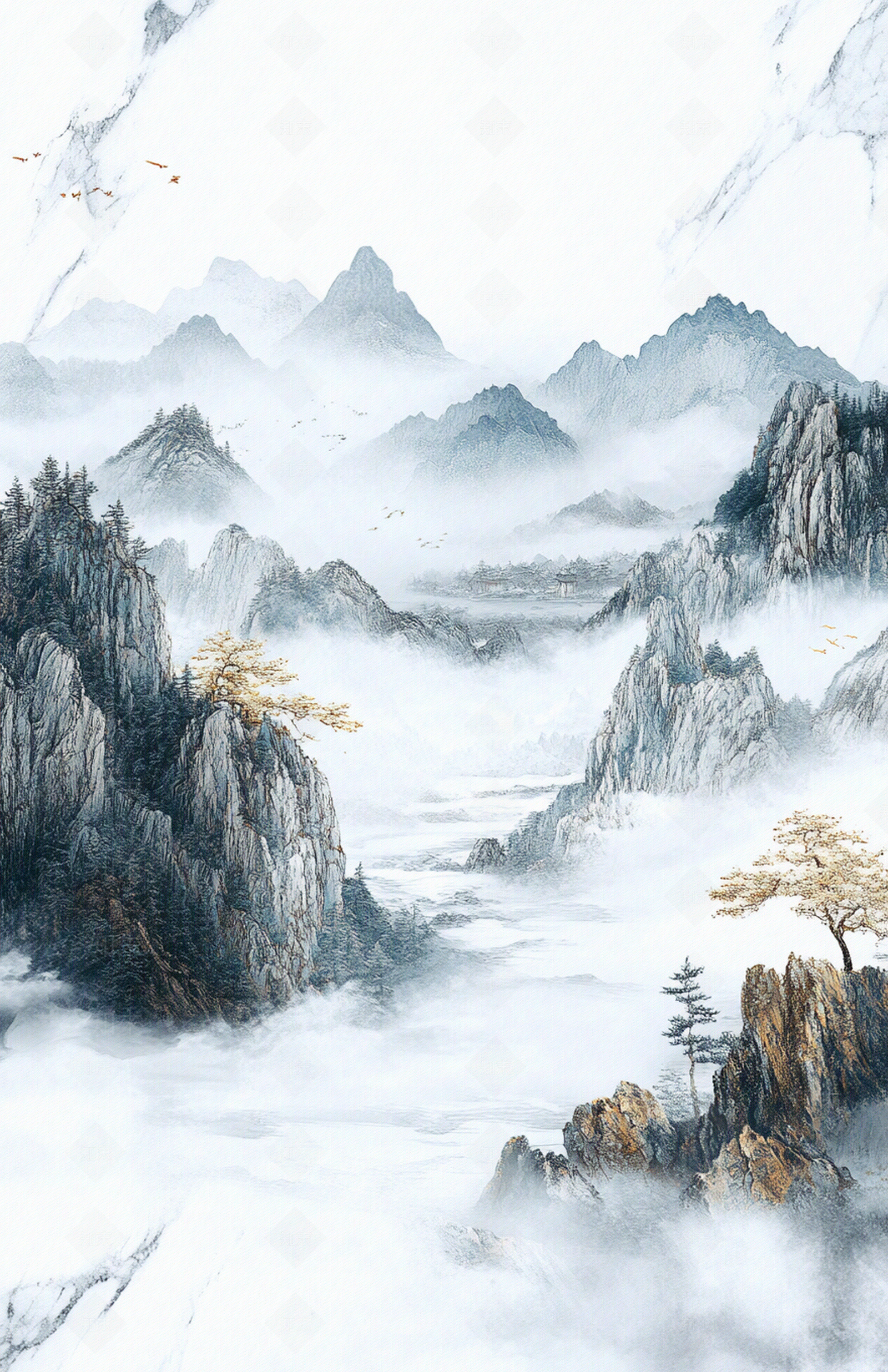 中式轻奢山水大理石贴图下载【ID:1196896039】