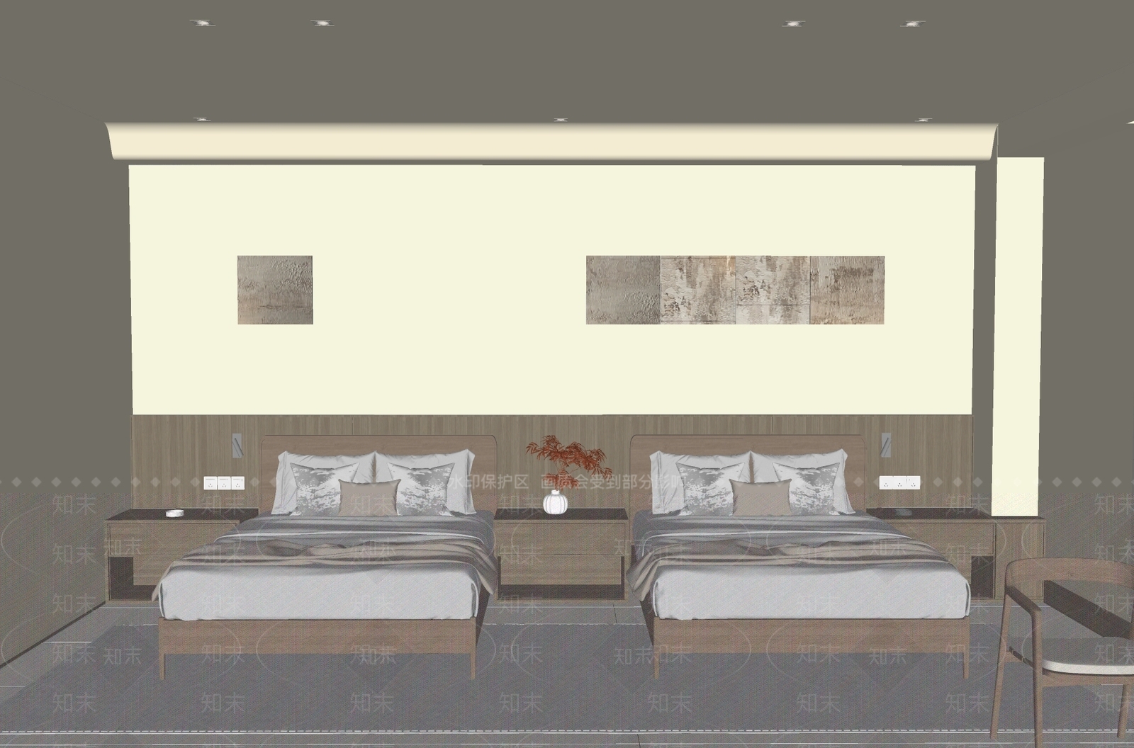 新中式酒店客房SU模型下载【ID:1196896314】