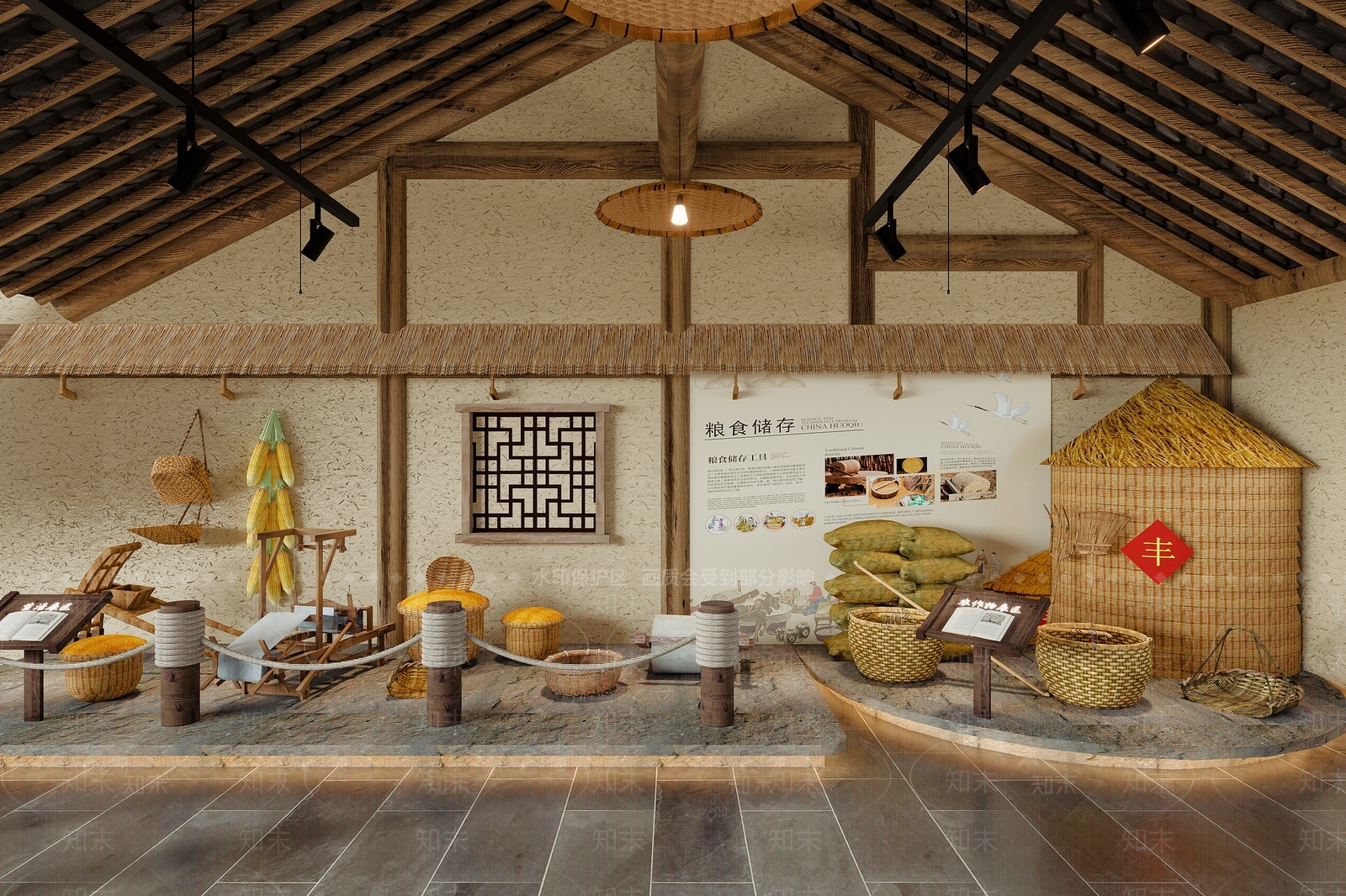 新中式复古农产品展厅3D模型下载【ID:1196896578】