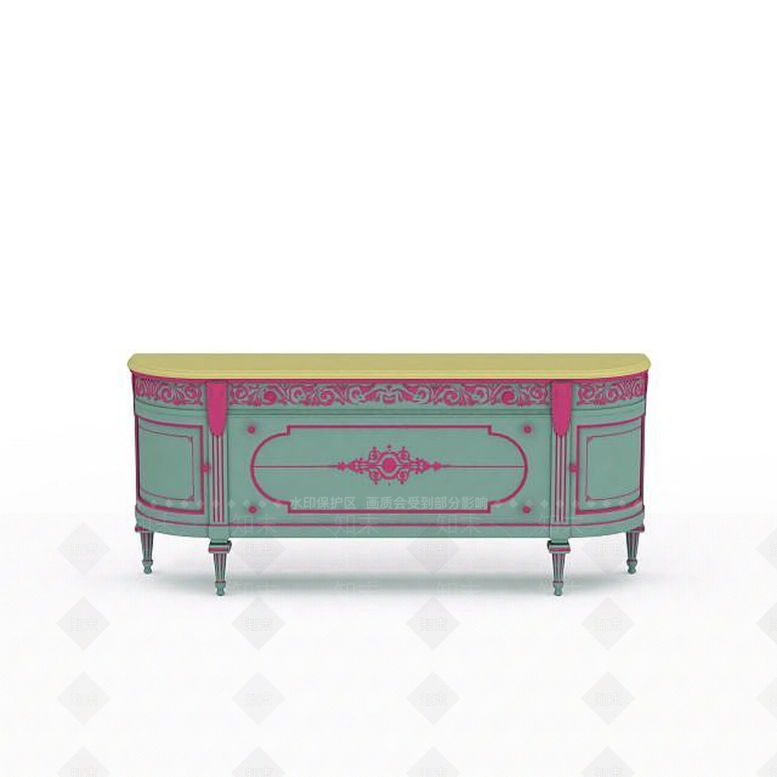 现代绿色雕花柜子3D模型下载【ID:1196897526】