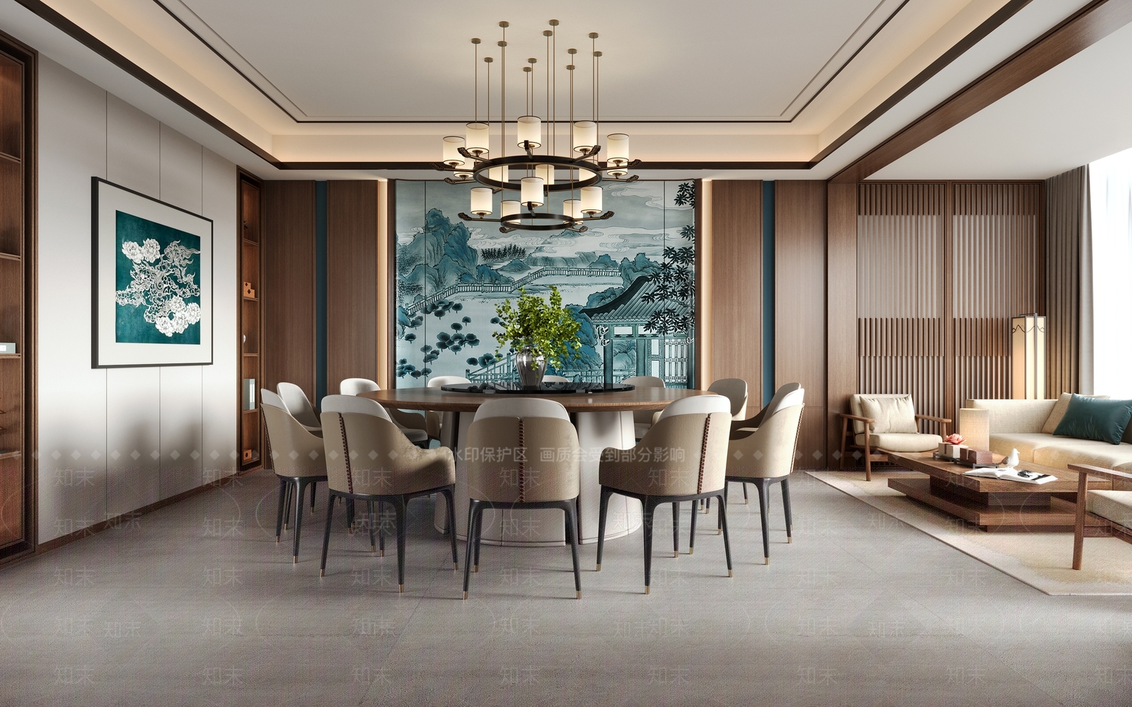 新中式现代包厢3D模型下载【ID:1196898567】