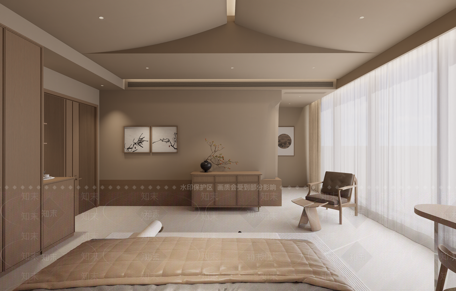 新中式酒店客房SU模型下载【ID:1196899019】