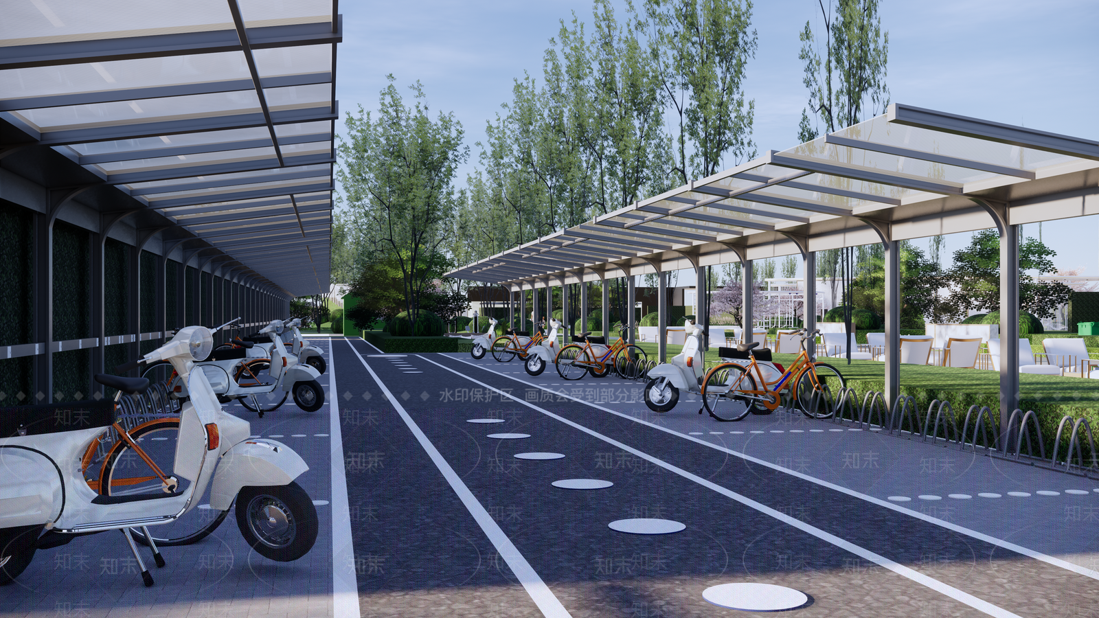 现代廊架SU模型下载【ID:1196899119】