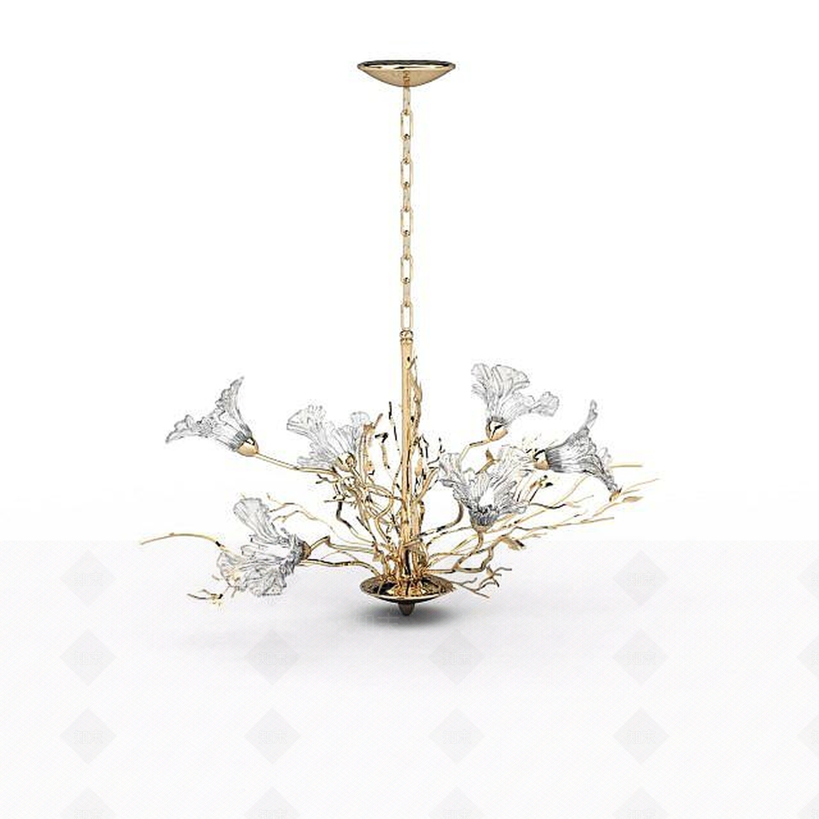 现代白色花朵吊灯3D模型下载【ID:1196898706】