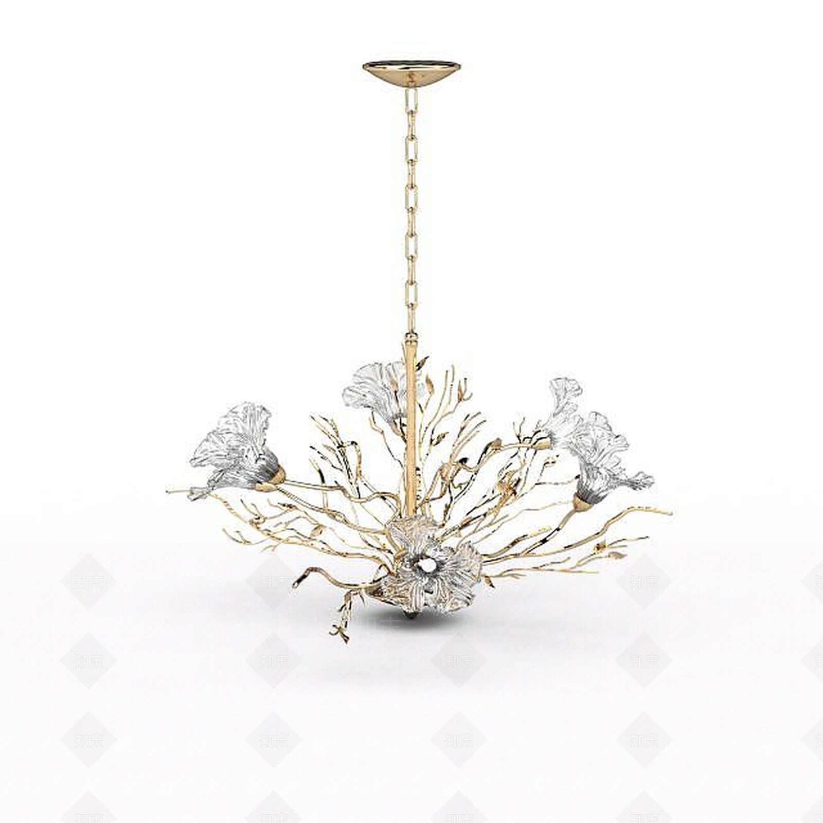 现代白色花朵吊灯3D模型下载【ID:1196898706】
