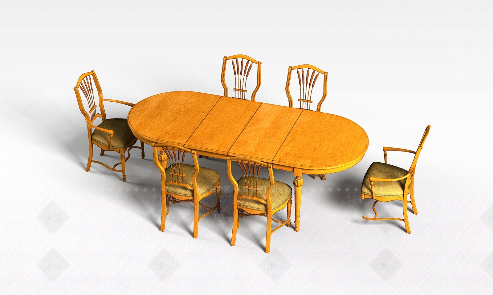 现代实木餐桌组合3D模型下载【ID:1196899057】