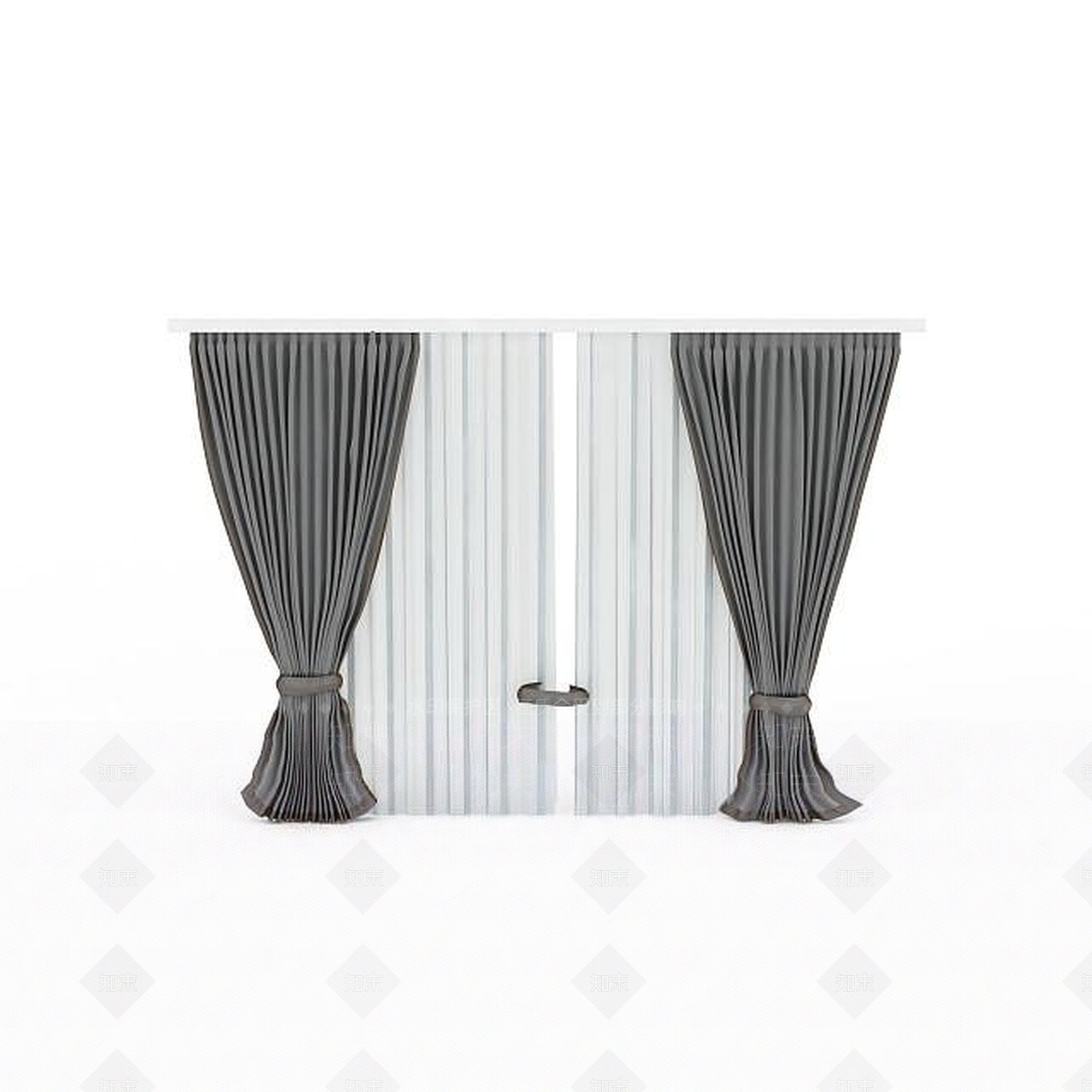 欧式古典欧式简约窗帘3D模型下载【ID:1196899940】