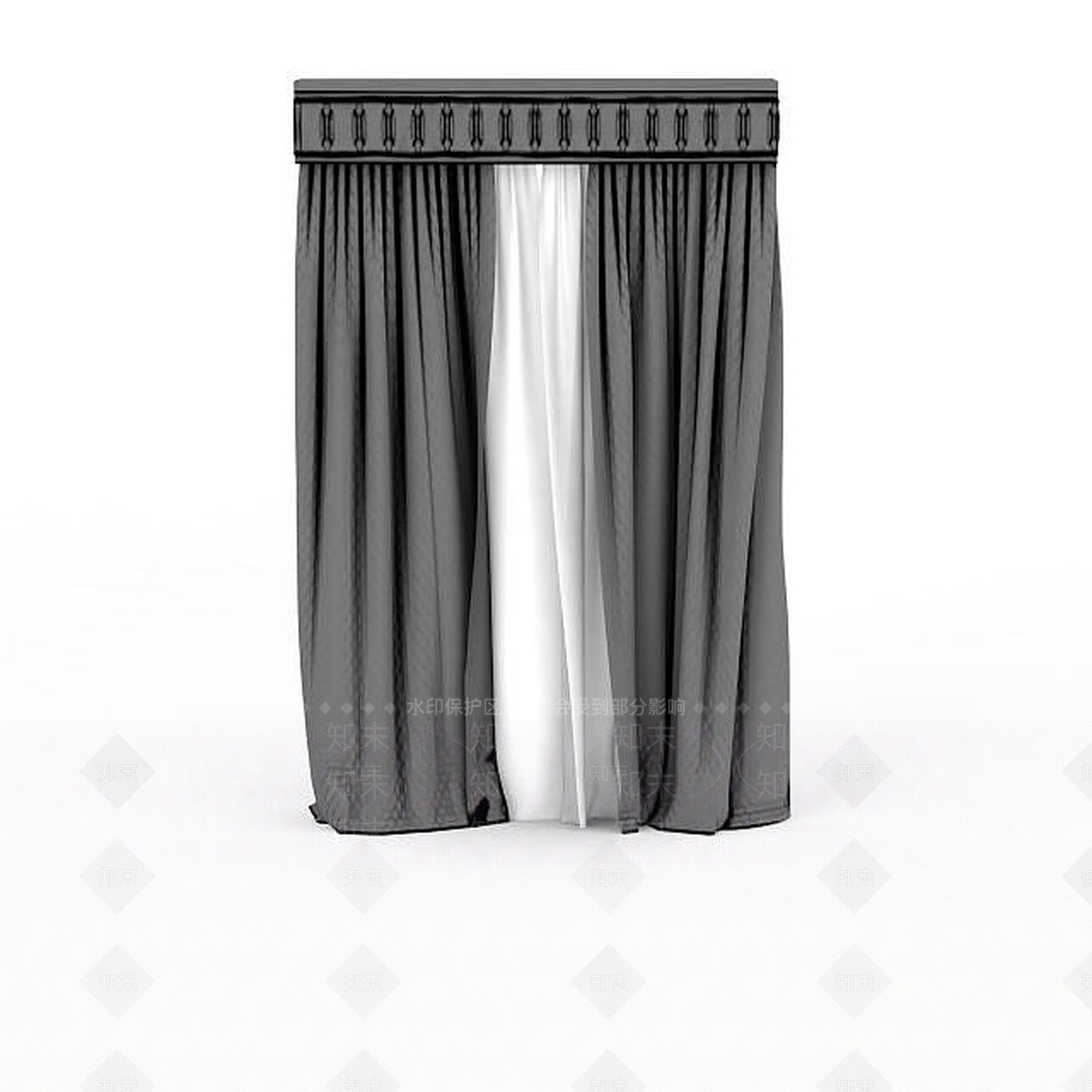现代简约式窗帘3D模型下载【ID:1196900090】