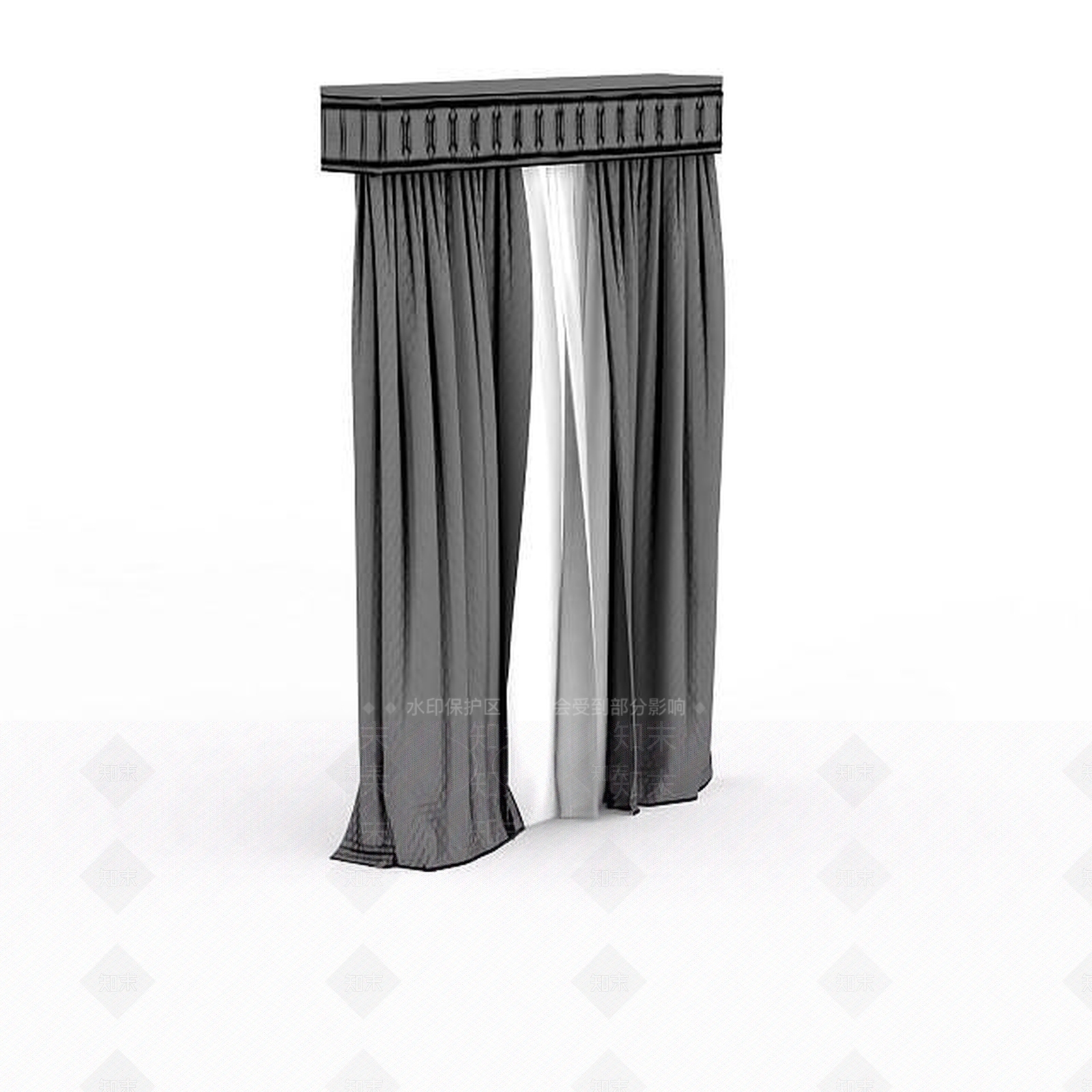 现代简约式窗帘3D模型下载【ID:1196900090】