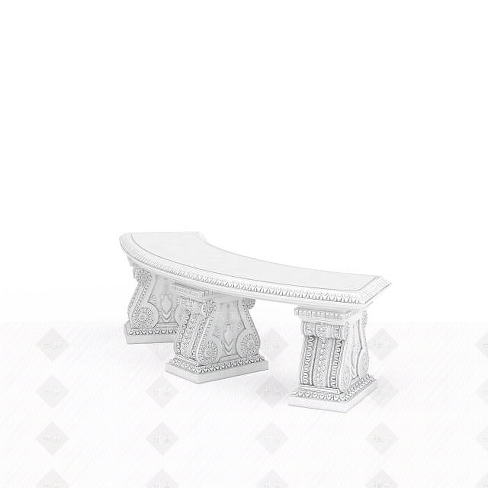 现代象牙白长凳3D模型下载【ID:1196900226】