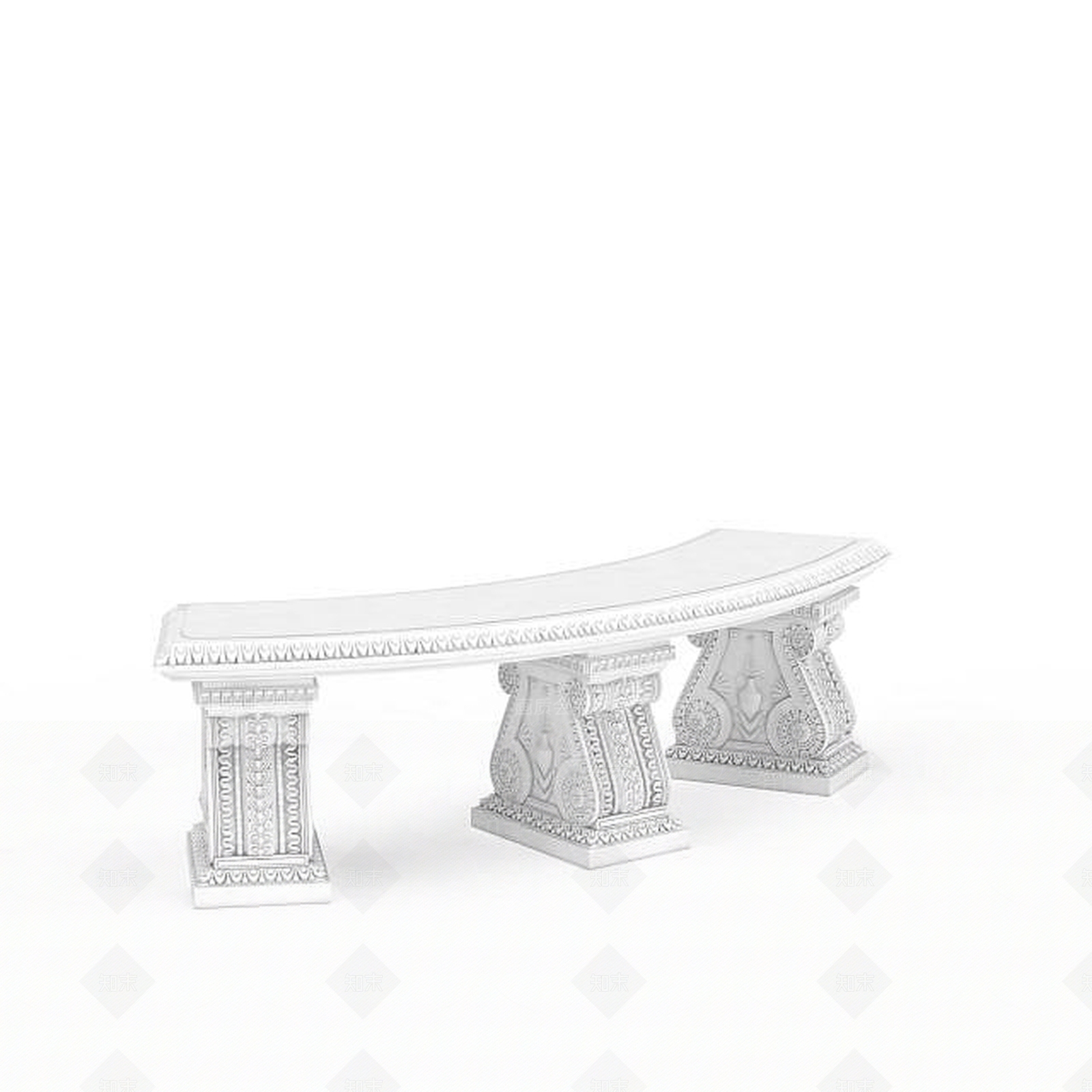 现代象牙白长凳3D模型下载【ID:1196900226】