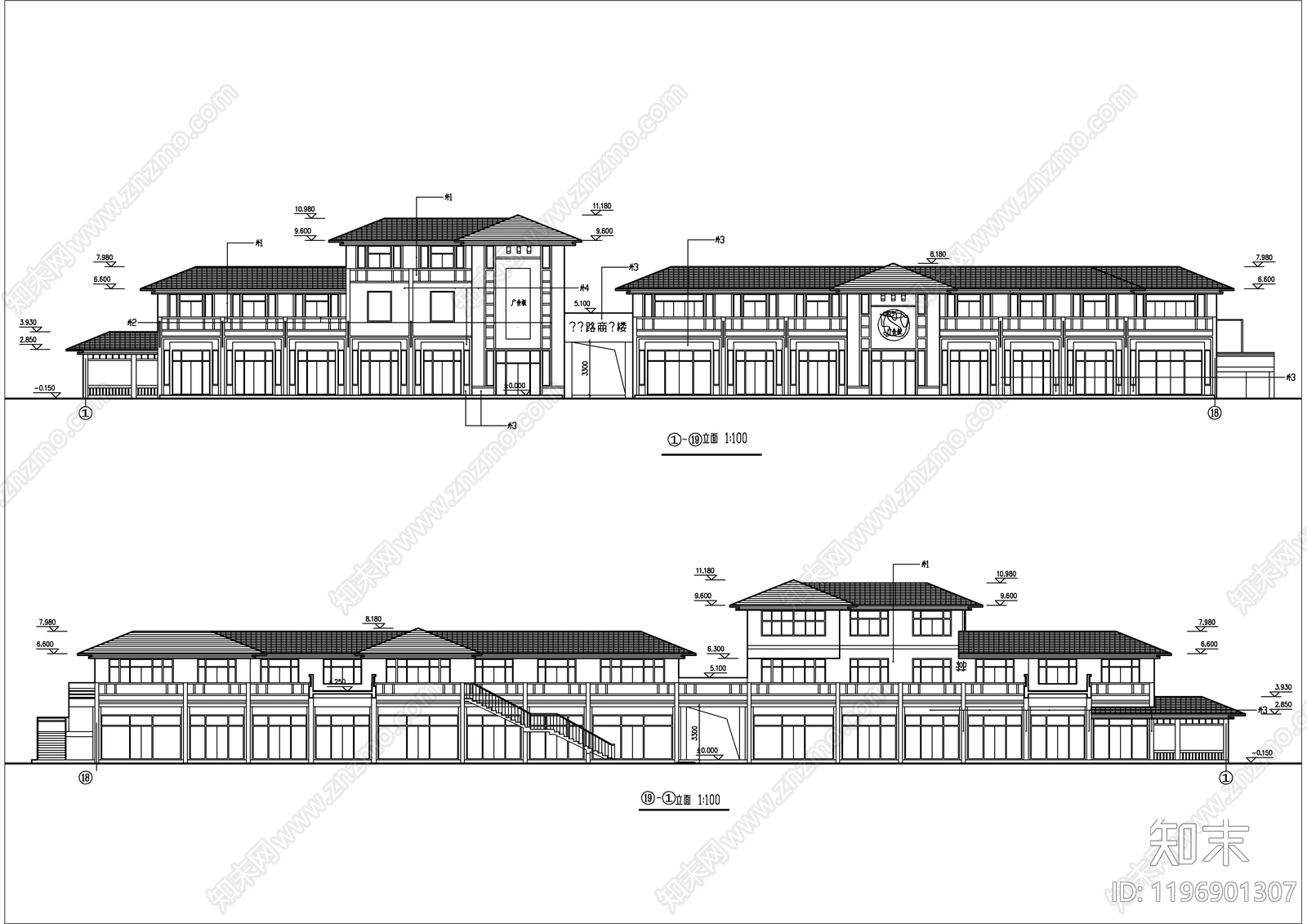 现代商业街cad施工图下载【ID:1196901307】