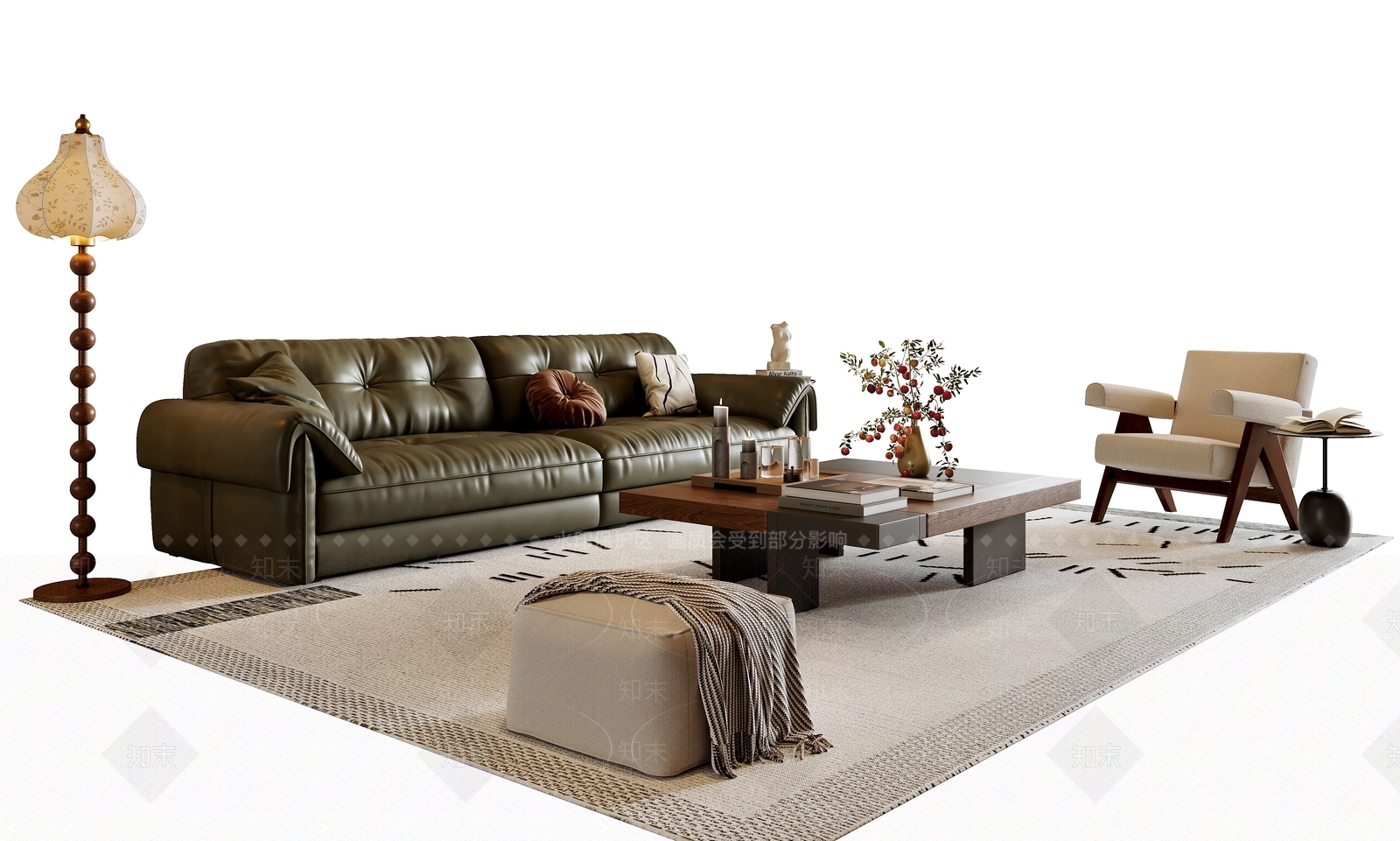 法式中古沙发组合SU模型下载【ID:1196901344】