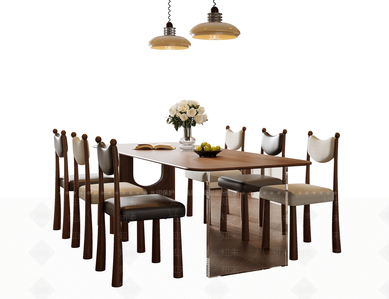 法式中古餐桌椅3D模型下载【ID:1196901416】