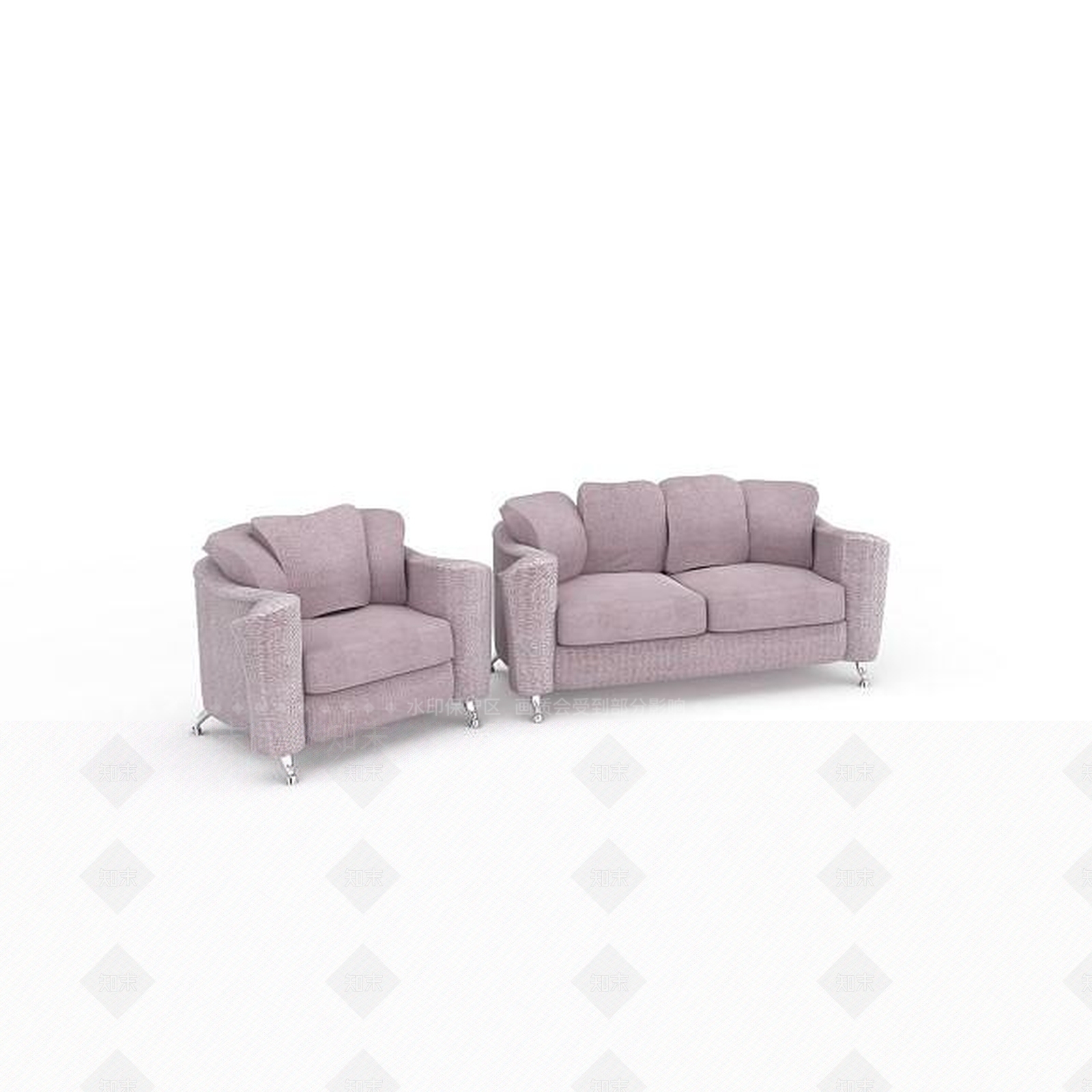 现代客厅粉色沙发3D模型下载【ID:1196902645】