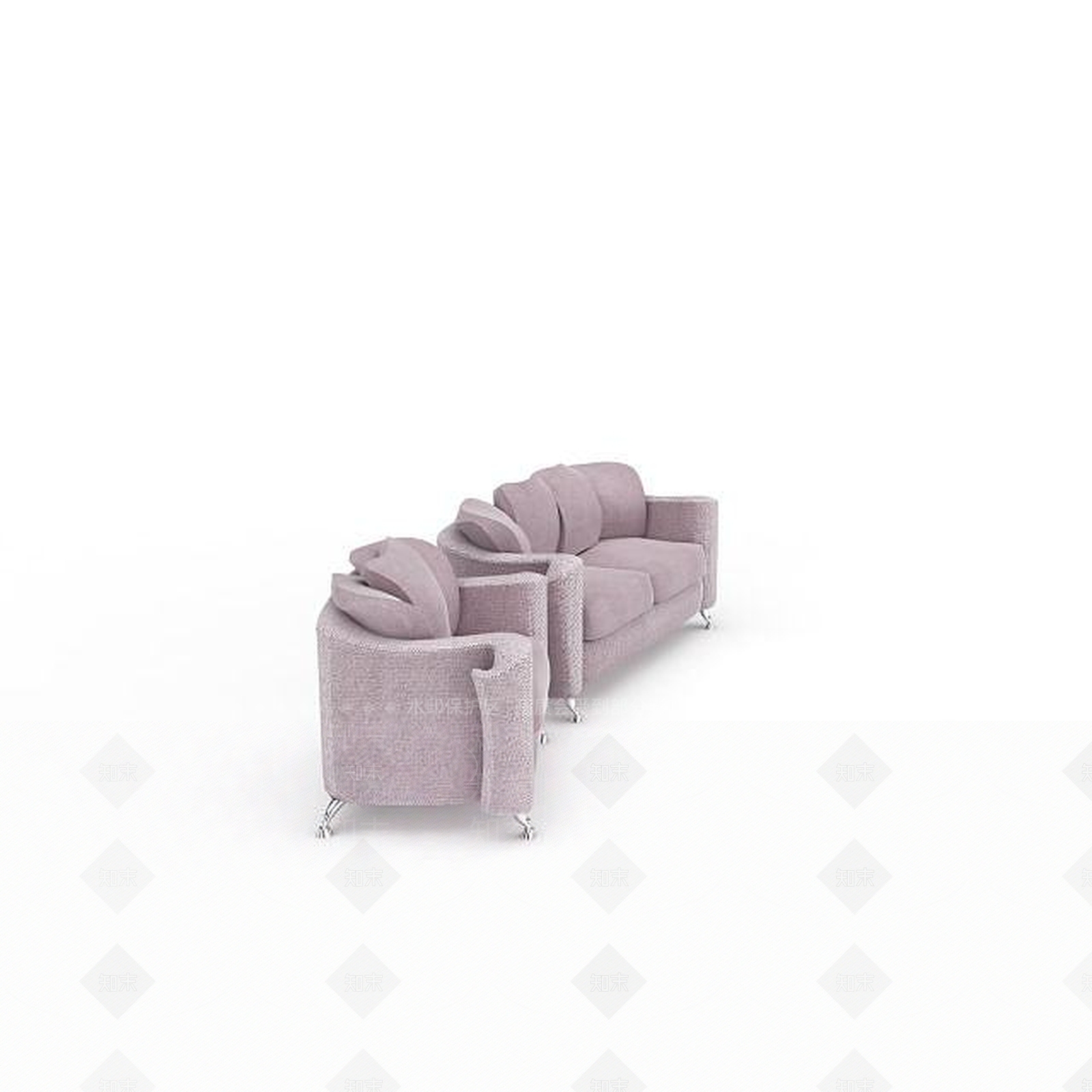 现代客厅粉色沙发3D模型下载【ID:1196902645】