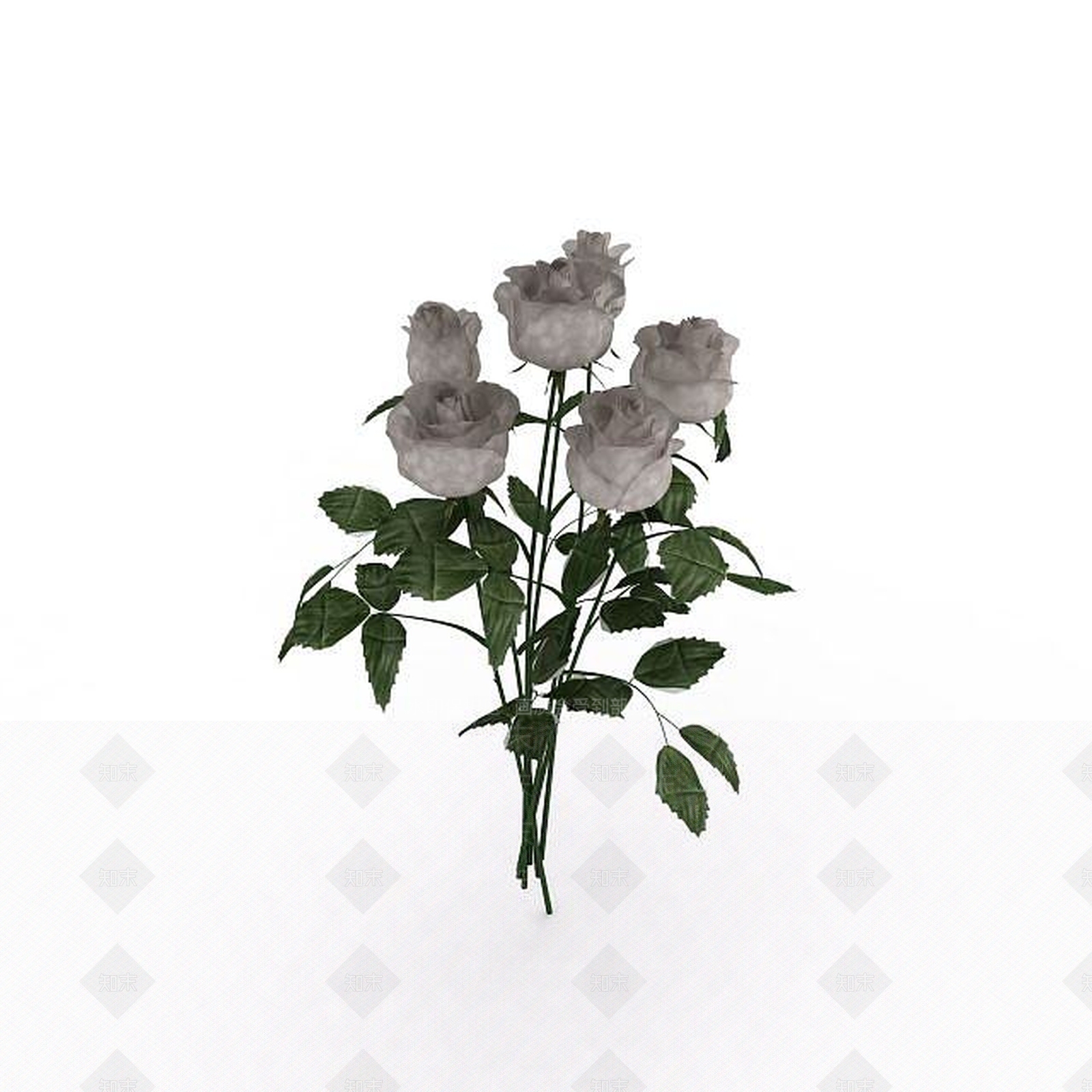 现代仿真白玫瑰花3D模型下载【ID:1196903960】