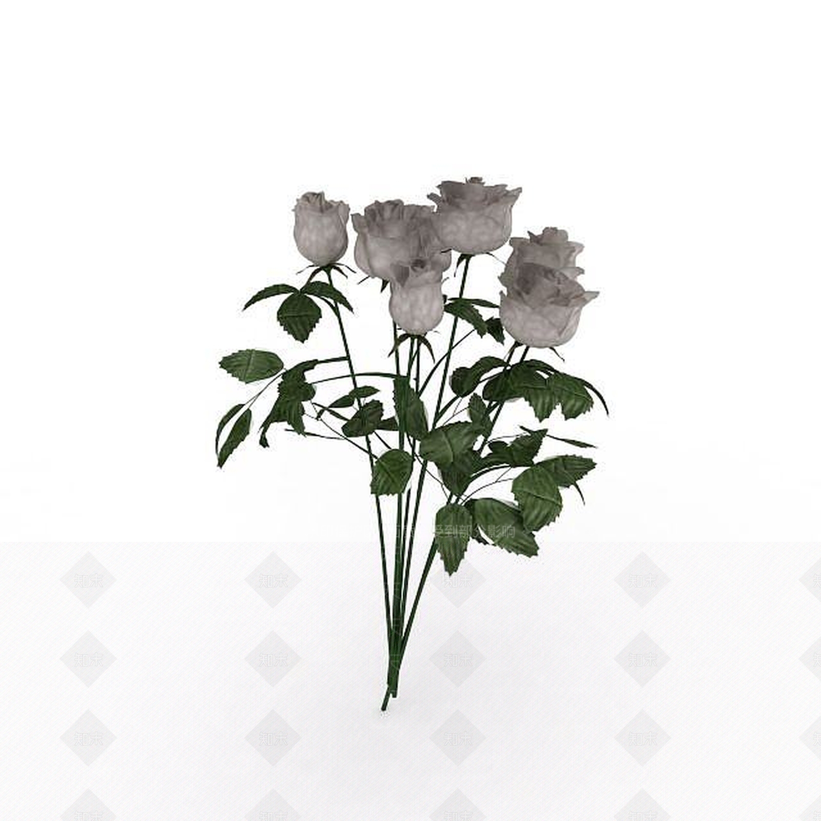 现代仿真白玫瑰花3D模型下载【ID:1196903960】